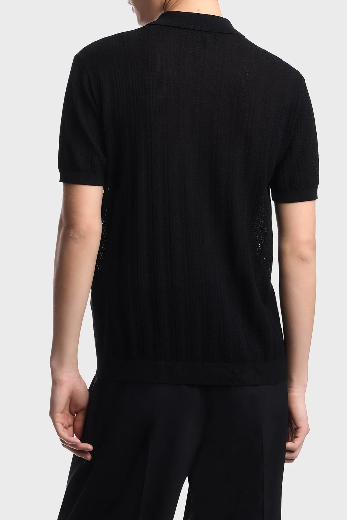 Emporio Armani % 100 Pamuk Relaxed Fit Fermuarlı Erkek Polo Yaka Kazak EM004305 AF23761 UC001 SİYAH - 3