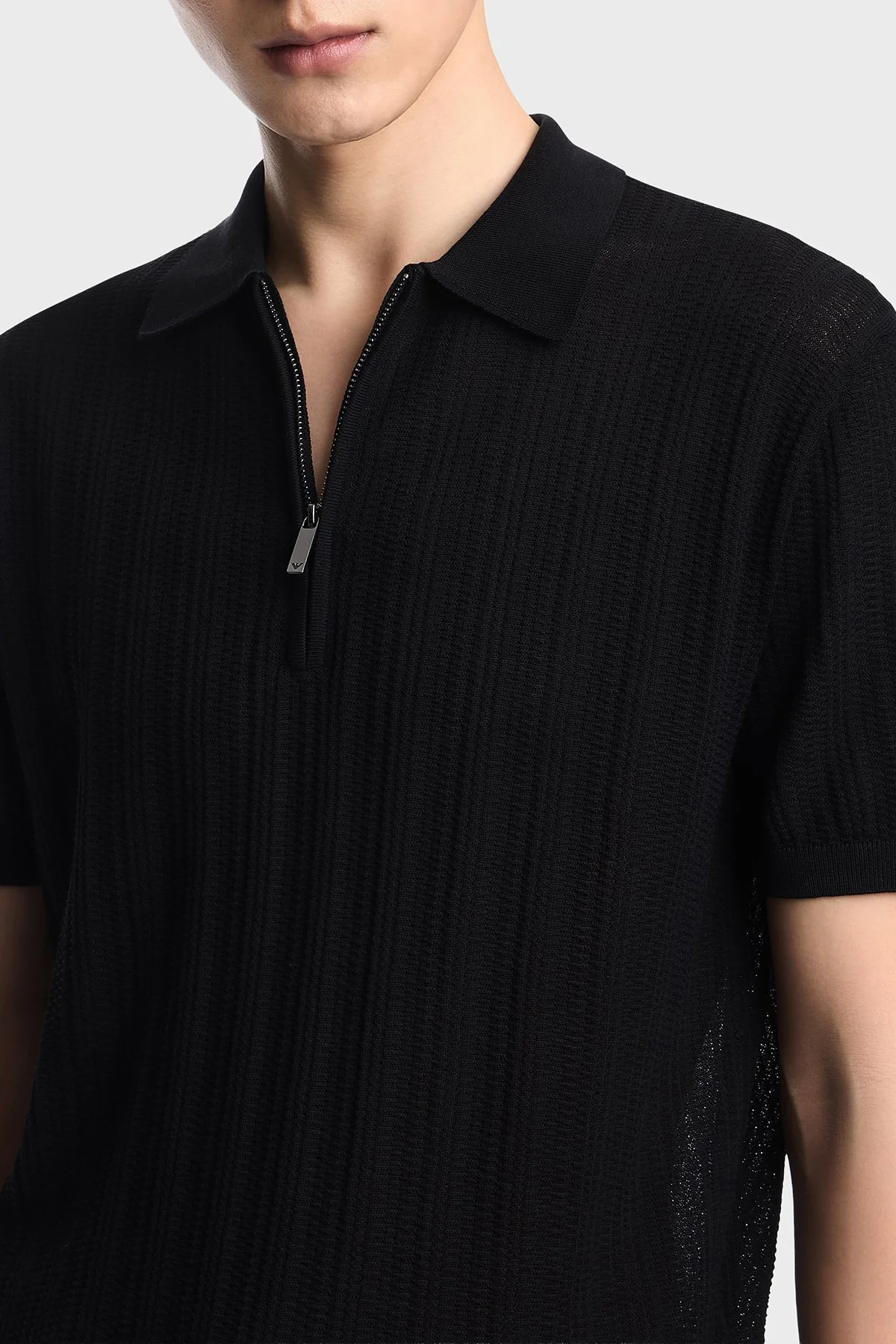 Emporio Armani % 100 Pamuk Relaxed Fit Fermuarlı Erkek Polo Yaka Kazak EM004305 AF23761 UC001 SİYAH - 4