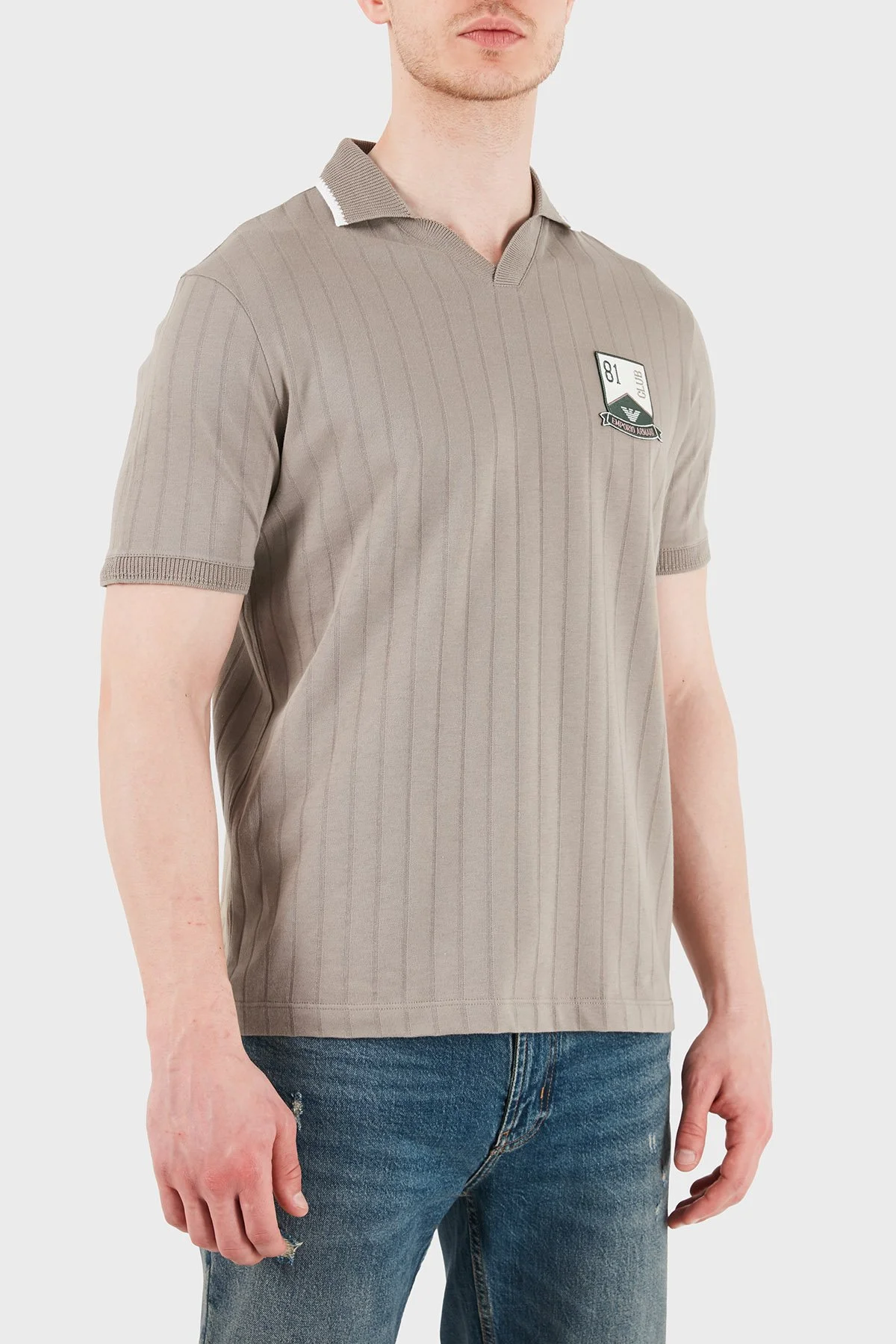 Emporio Armani % 100 Pamuk Şeritli Örgü Erkek Polo EM004780 AF23047 F1188 BEJ - 5