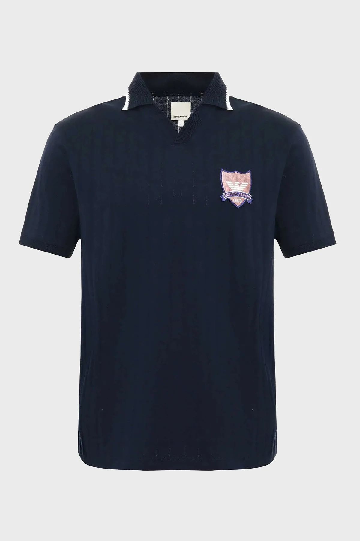 Emporio Armani % 100 Pamuk Şeritli Örgü Erkek Polo EM004780 AF23047 FB392 LACİVERT - 1