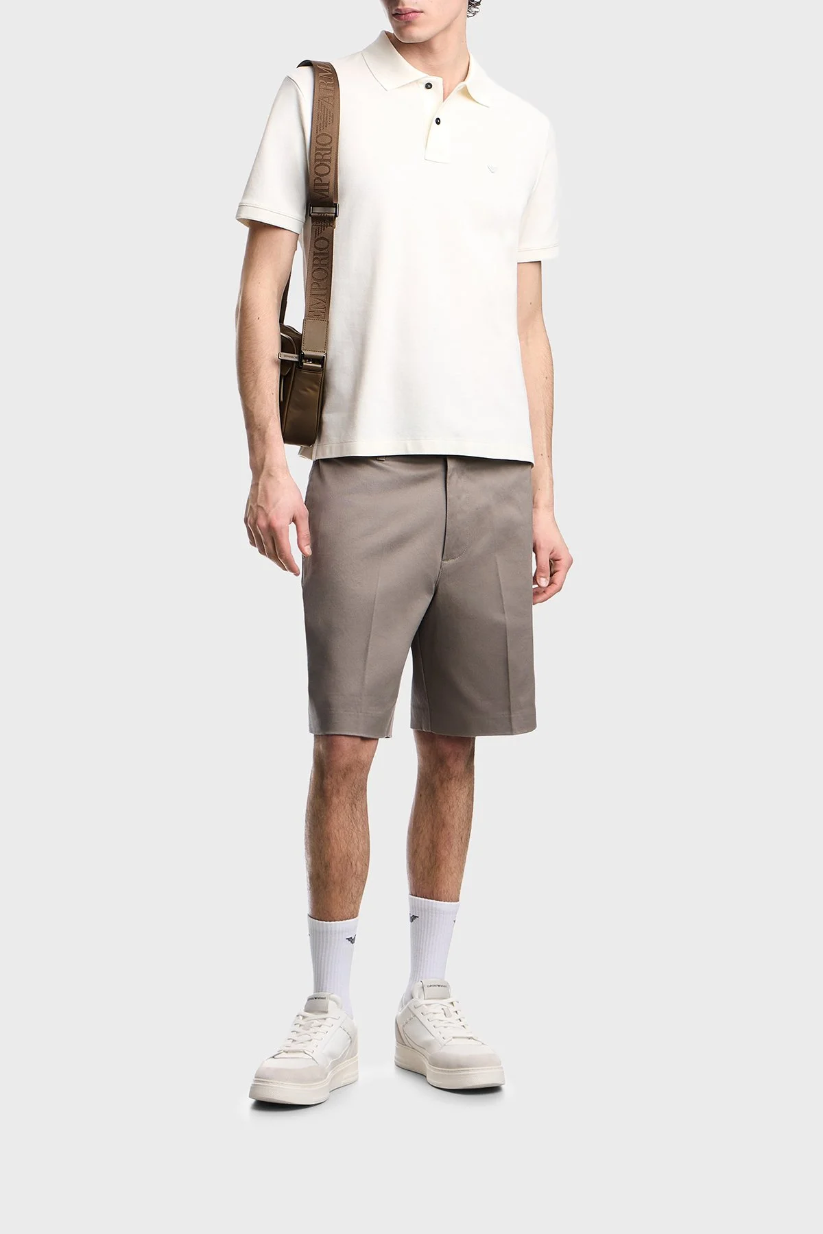 Emporio Armani % 100 Pamuk Slim Fit Düğmeli Erkek Polo EM005239 AF10497 U1055 EKRU - 2