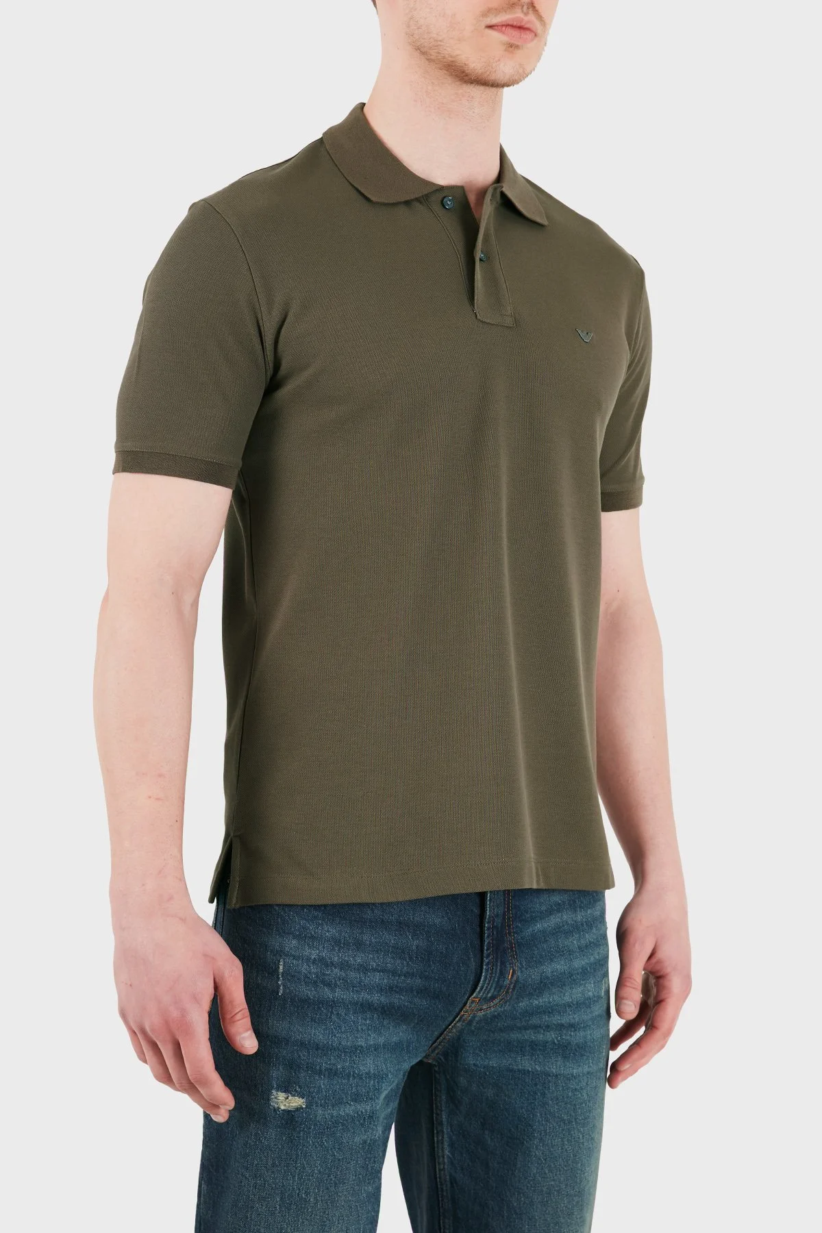 Emporio Armani % 100 Pamuk Slim Fit Düğmeli Erkek Polo EM005239 AF10497 U6200 HAKİ - 3