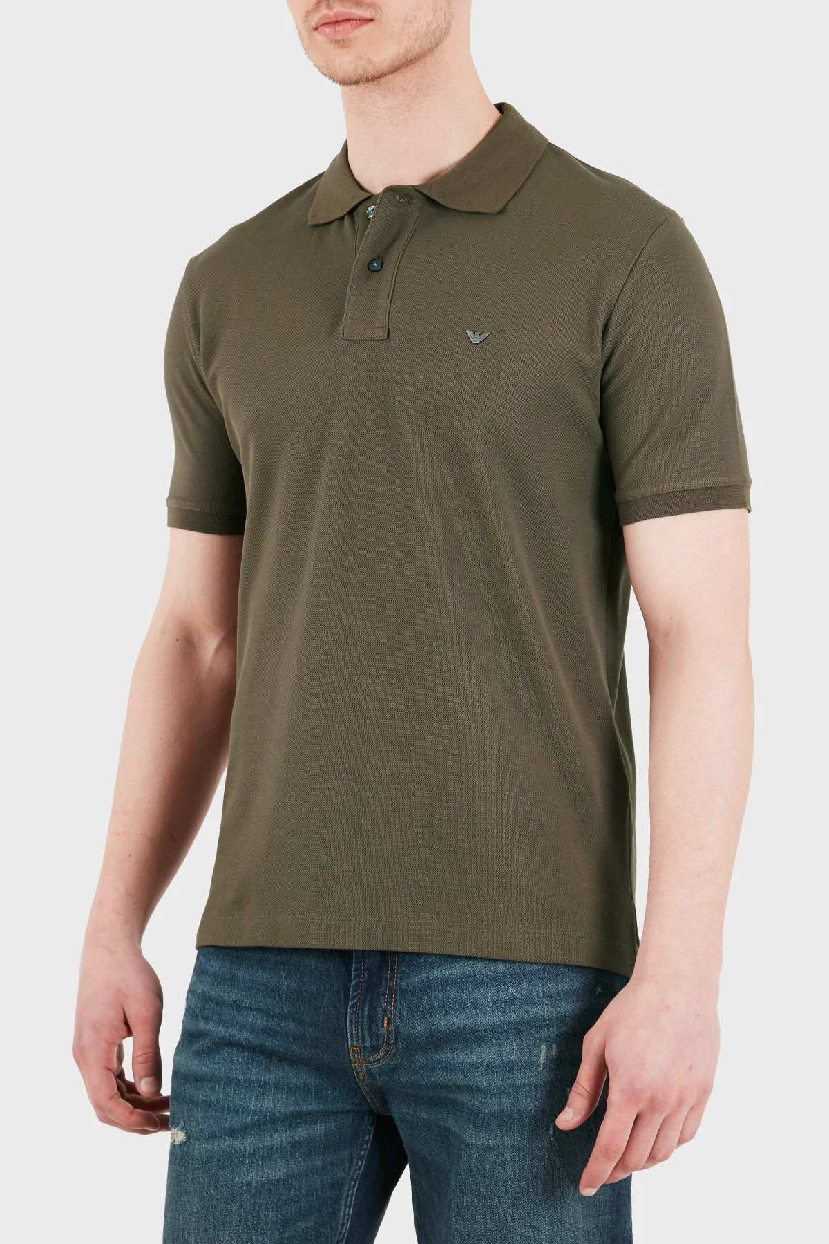 Emporio Armani % 100 Pamuk Slim Fit Düğmeli Erkek Polo EM005239 AF10497 U6200 HAKİ - 4