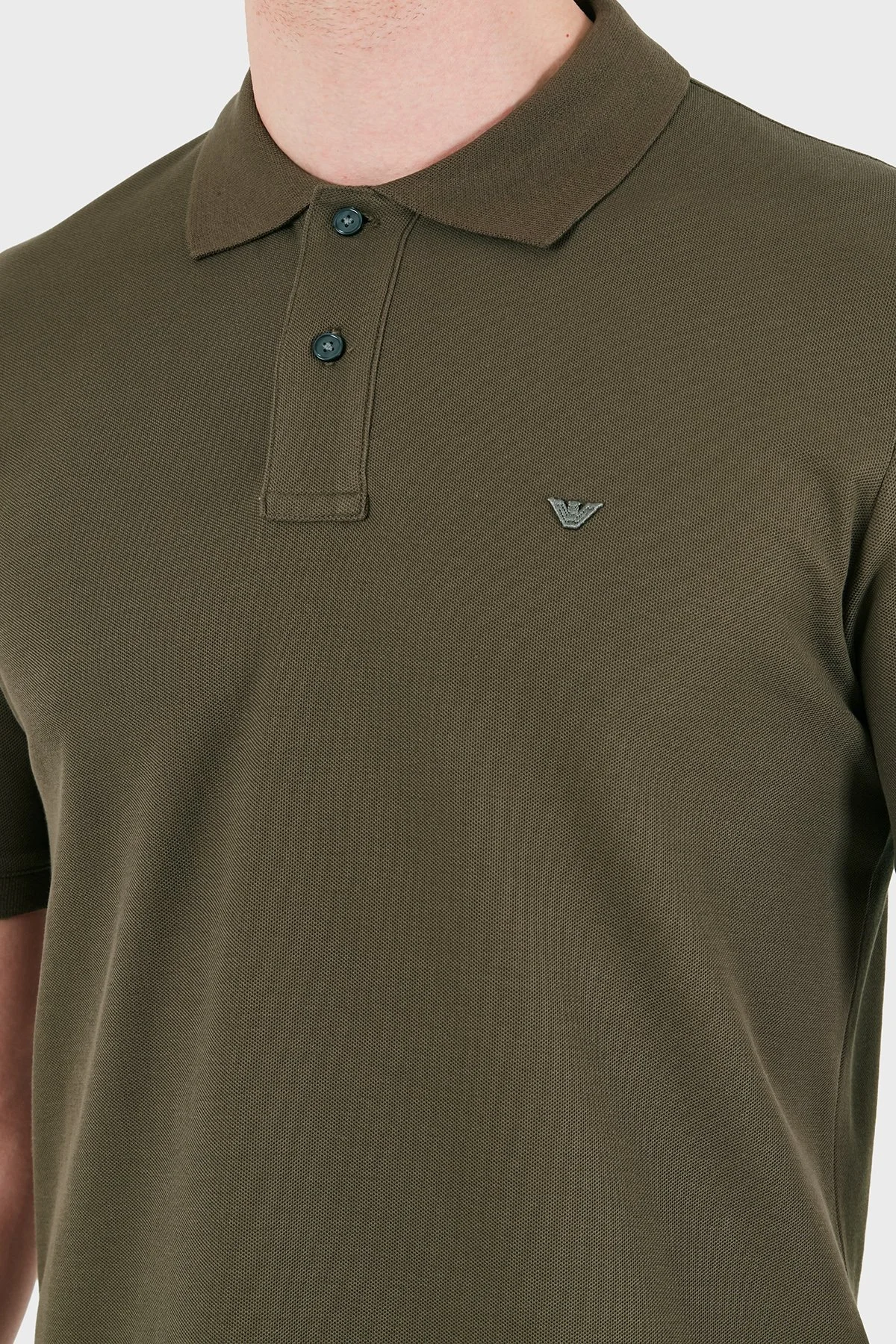 Emporio Armani % 100 Pamuk Slim Fit Düğmeli Erkek Polo EM005239 AF10497 U6200 HAKİ - 5