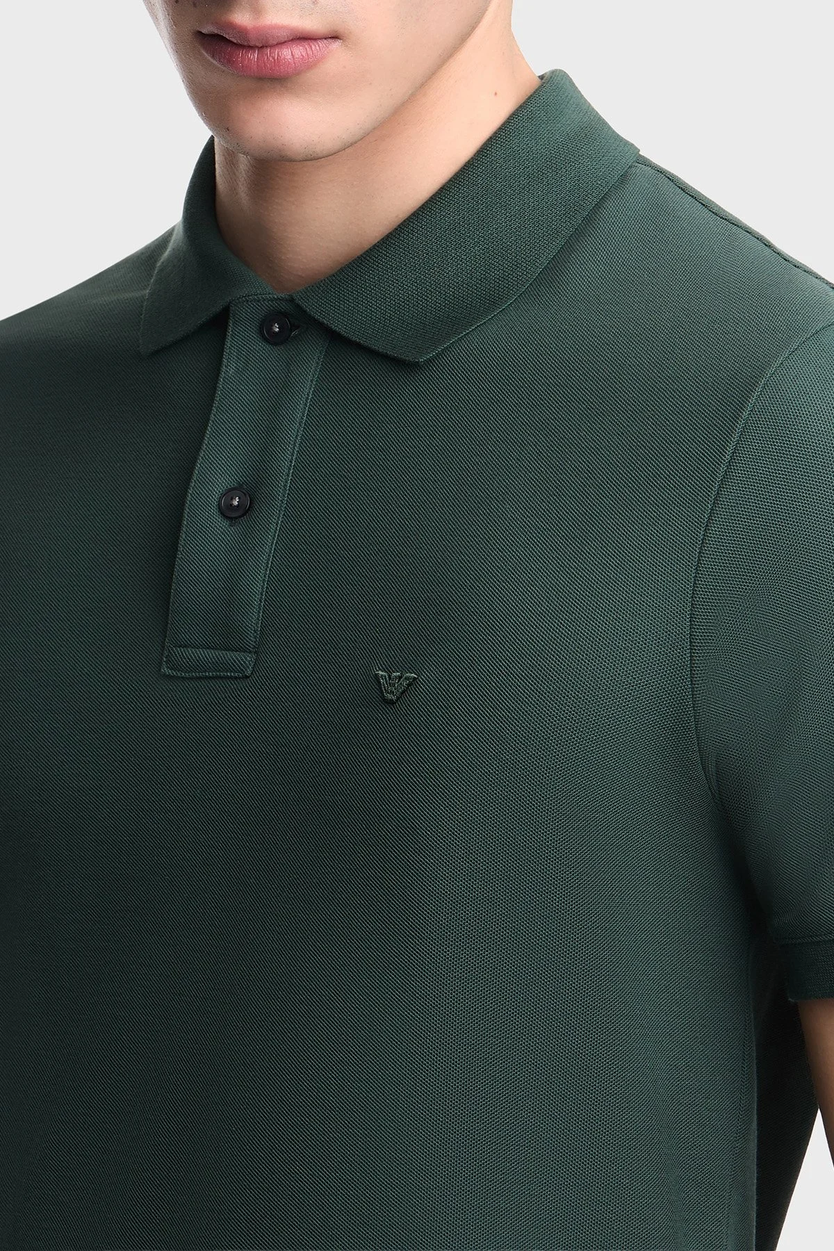 Emporio Armani % 100 Pamuk Slim Fit Düğmeli Erkek Polo EM005239 AF10497 U7263 HAKİ - 3