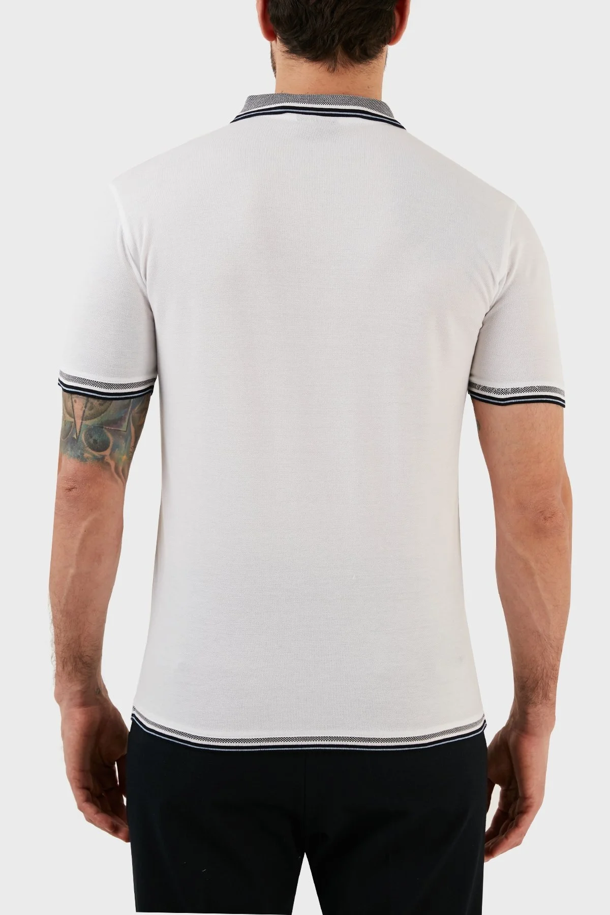 Emporio Armani % 100 Pamuk Slim Fit Düğmeli Polo Erkek T Shirt 3R1FC0 1JTKZ 0100 BEYAZ - 10