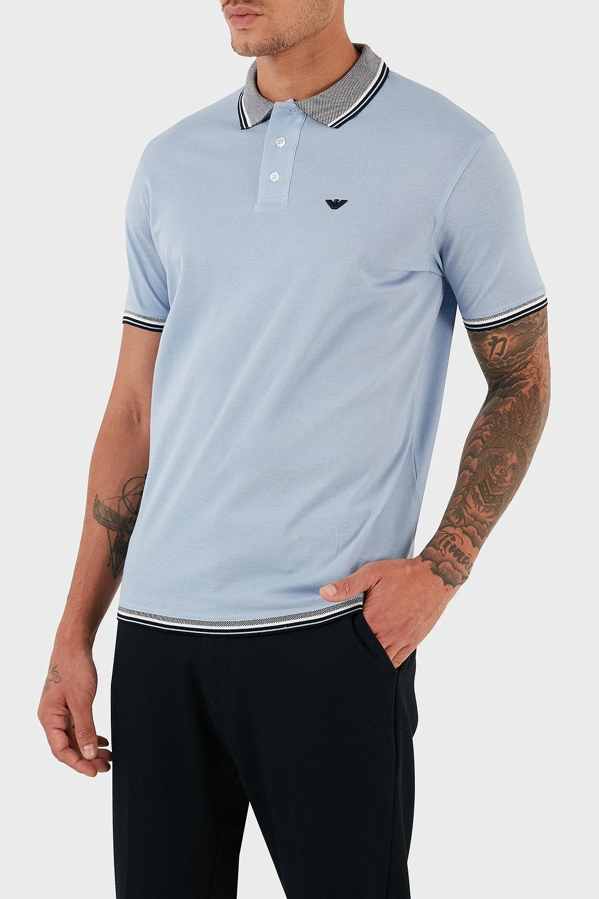 Emporio Armani T Shirt Erkek Polo 3R1FC0 1JTKZ 0708 MAVİ - 1