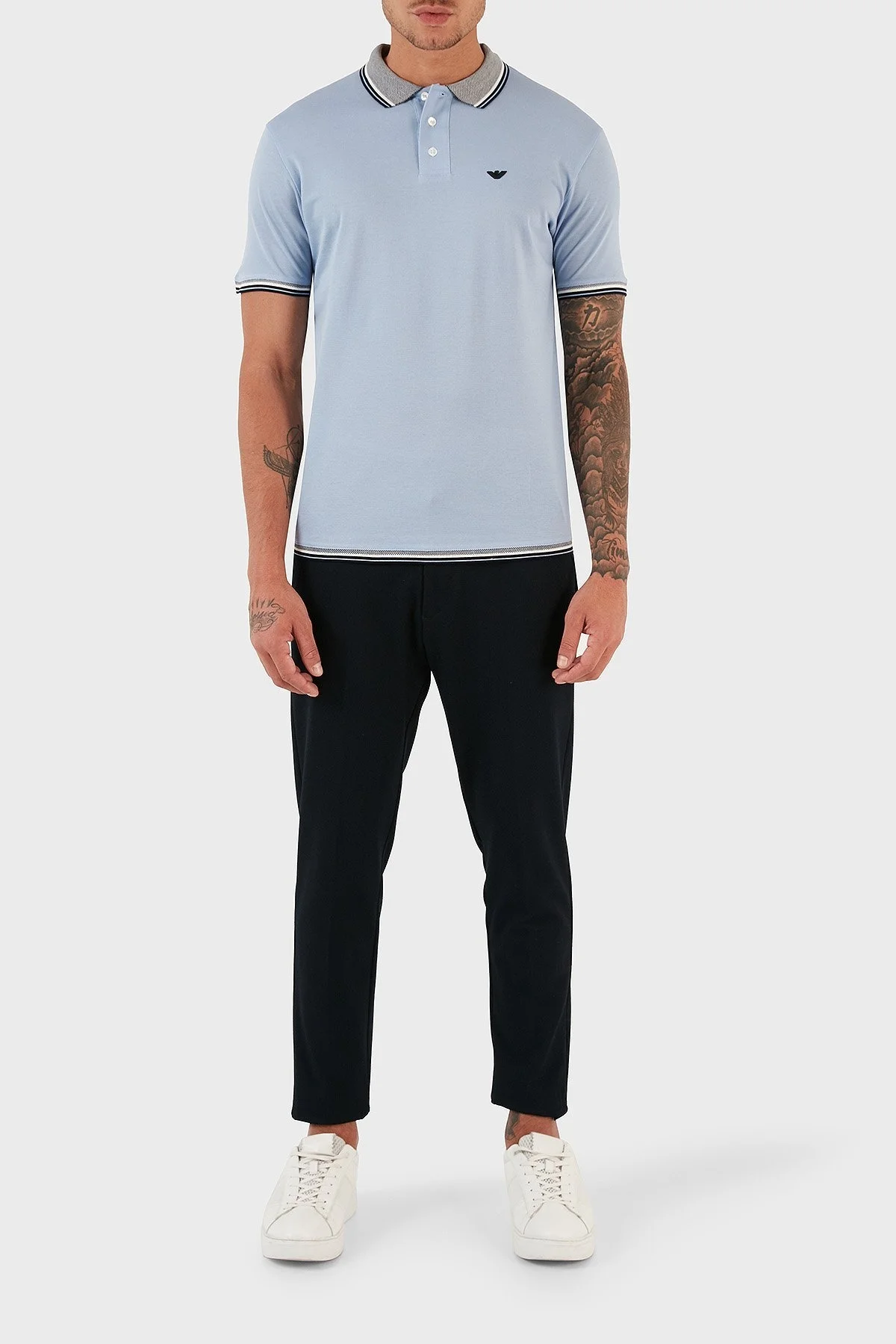 Emporio Armani T Shirt Erkek Polo 3R1FC0 1JTKZ 0708 MAVİ - 3