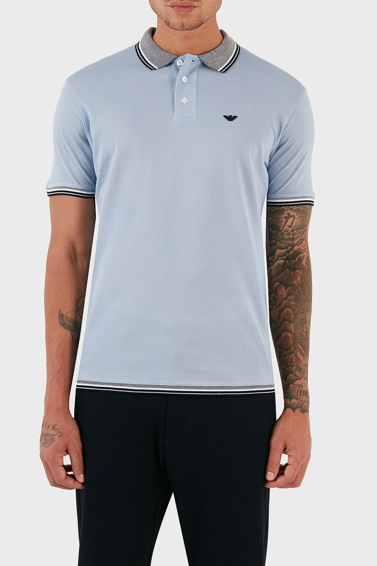 Emporio Armani T Shirt Erkek Polo 3R1FC0 1JTKZ 0708 MAVİ - 4