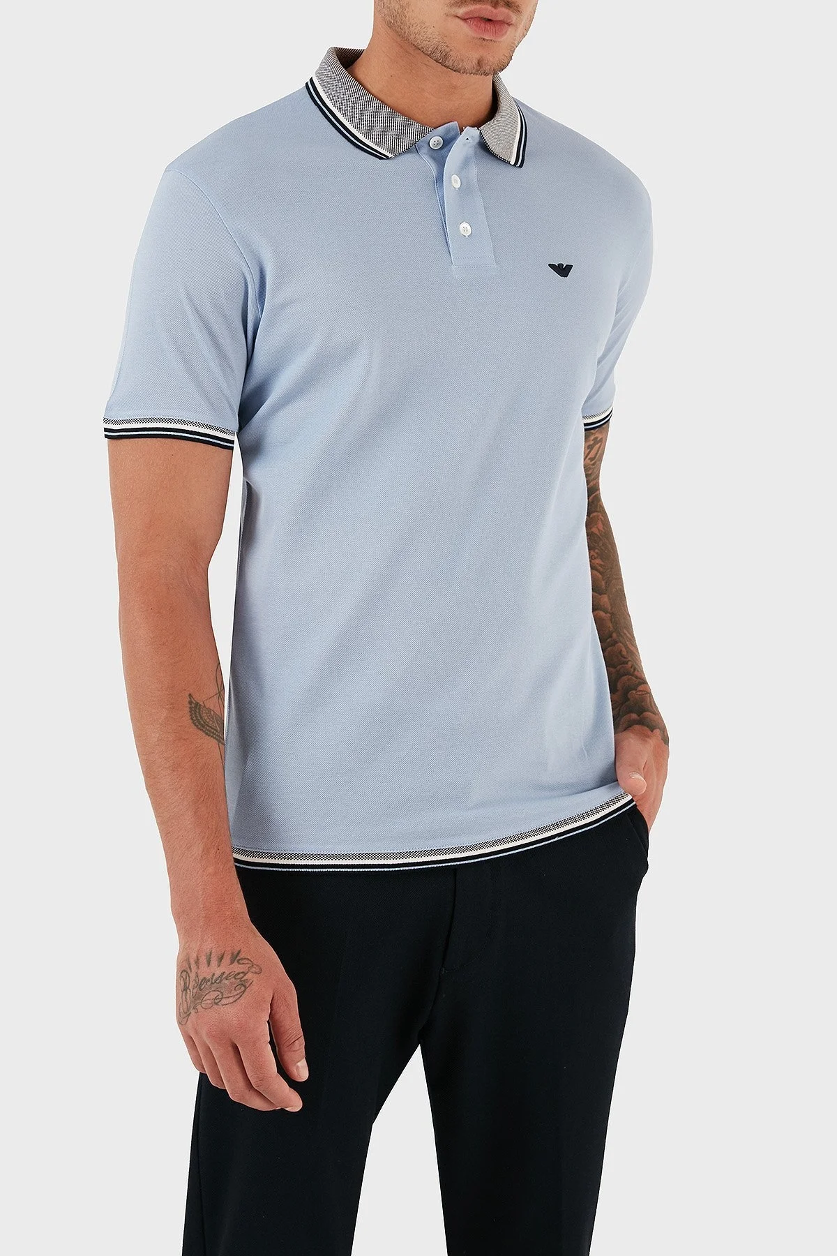 Emporio Armani T Shirt Erkek Polo 3R1FC0 1JTKZ 0708 MAVİ - 5