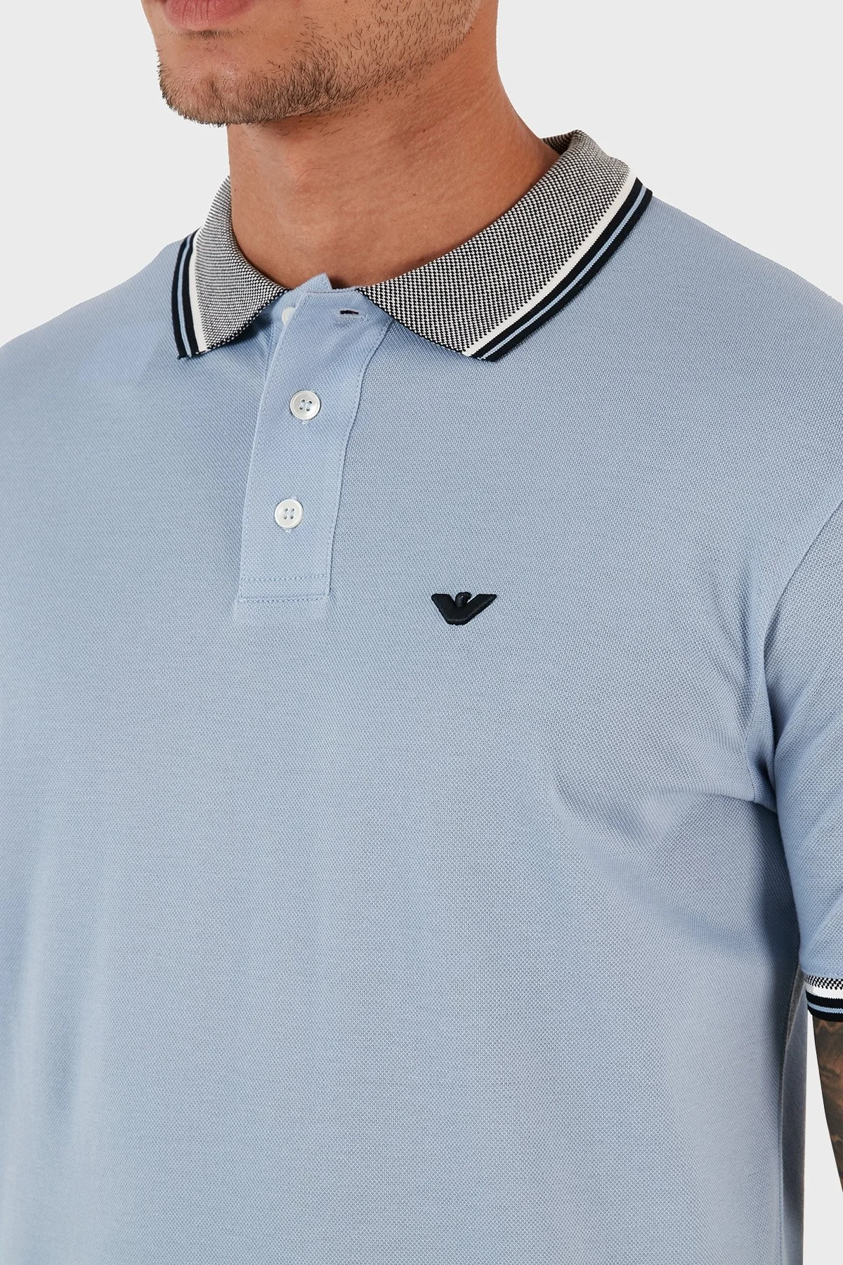 Emporio Armani T Shirt Erkek Polo 3R1FC0 1JTKZ 0708 MAVİ - 6