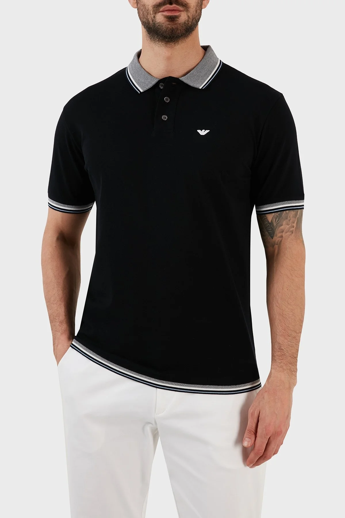Emporio Armani % 100 Pamuk Slim Fit Düğmeli Erkek Polo T Shirt 3R1FC0 1JTKZ 0920 LACİVERT - 1