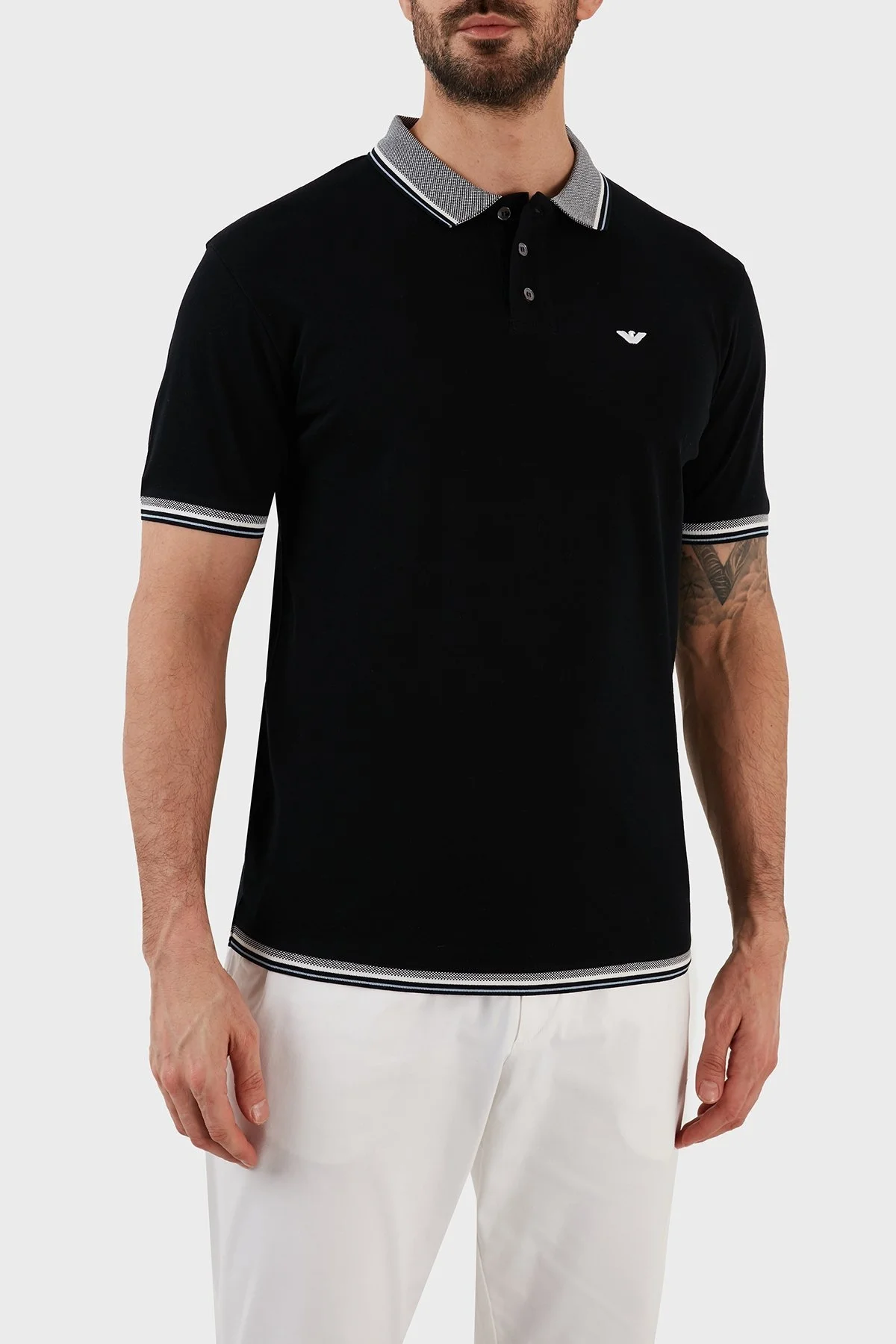 Emporio Armani % 100 Pamuk Slim Fit Düğmeli Erkek Polo T Shirt 3R1FC0 1JTKZ 0920 LACİVERT - 2