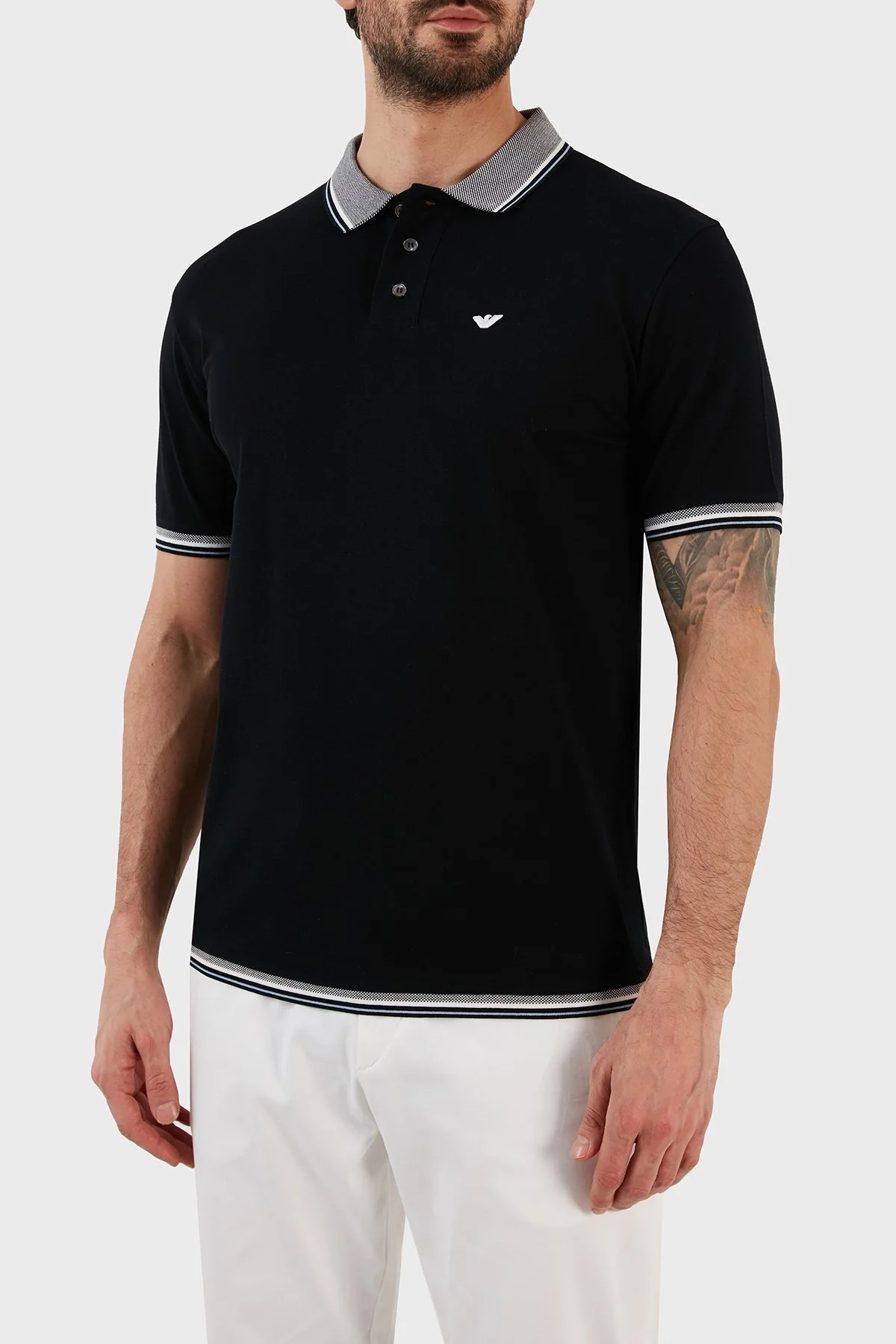 Emporio Armani % 100 Pamuk Slim Fit Düğmeli Erkek Polo T Shirt 3R1FC0 1JTKZ 0920 LACİVERT - 3