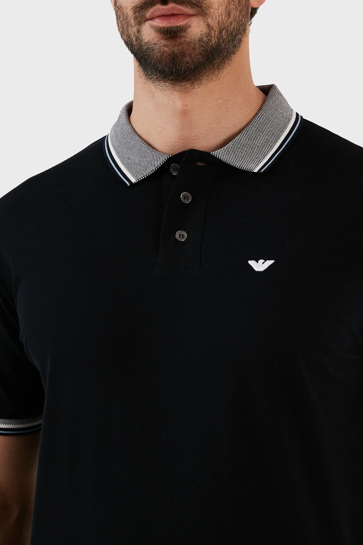 Emporio Armani % 100 Pamuk Slim Fit Düğmeli Erkek Polo T Shirt 3R1FC0 1JTKZ 0920 LACİVERT - 4