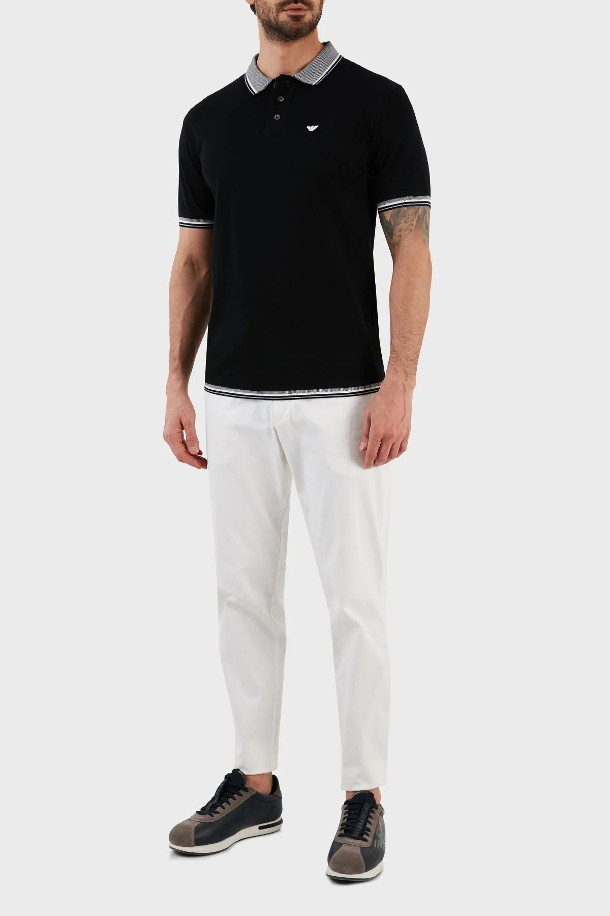 Emporio Armani % 100 Pamuk Slim Fit Düğmeli Erkek Polo T Shirt 3R1FC0 1JTKZ 0920 LACİVERT - 5