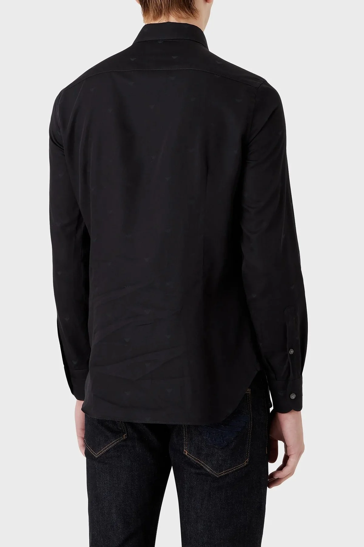 Emporio Armani % 100 Pamuk Slim Fit Erkek Gömlek 6L1C86 1NT9Z F005 SİYAH - 2