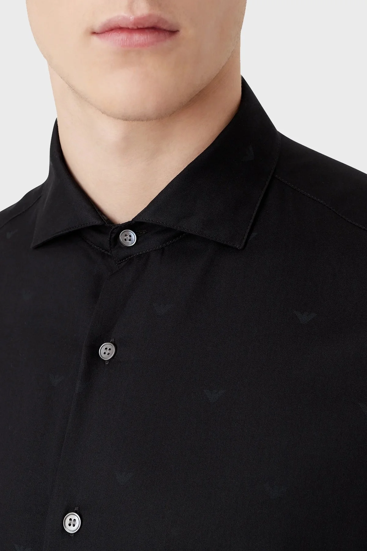 Emporio Armani % 100 Pamuk Slim Fit Erkek Gömlek 6L1C86 1NT9Z F005 SİYAH - 3