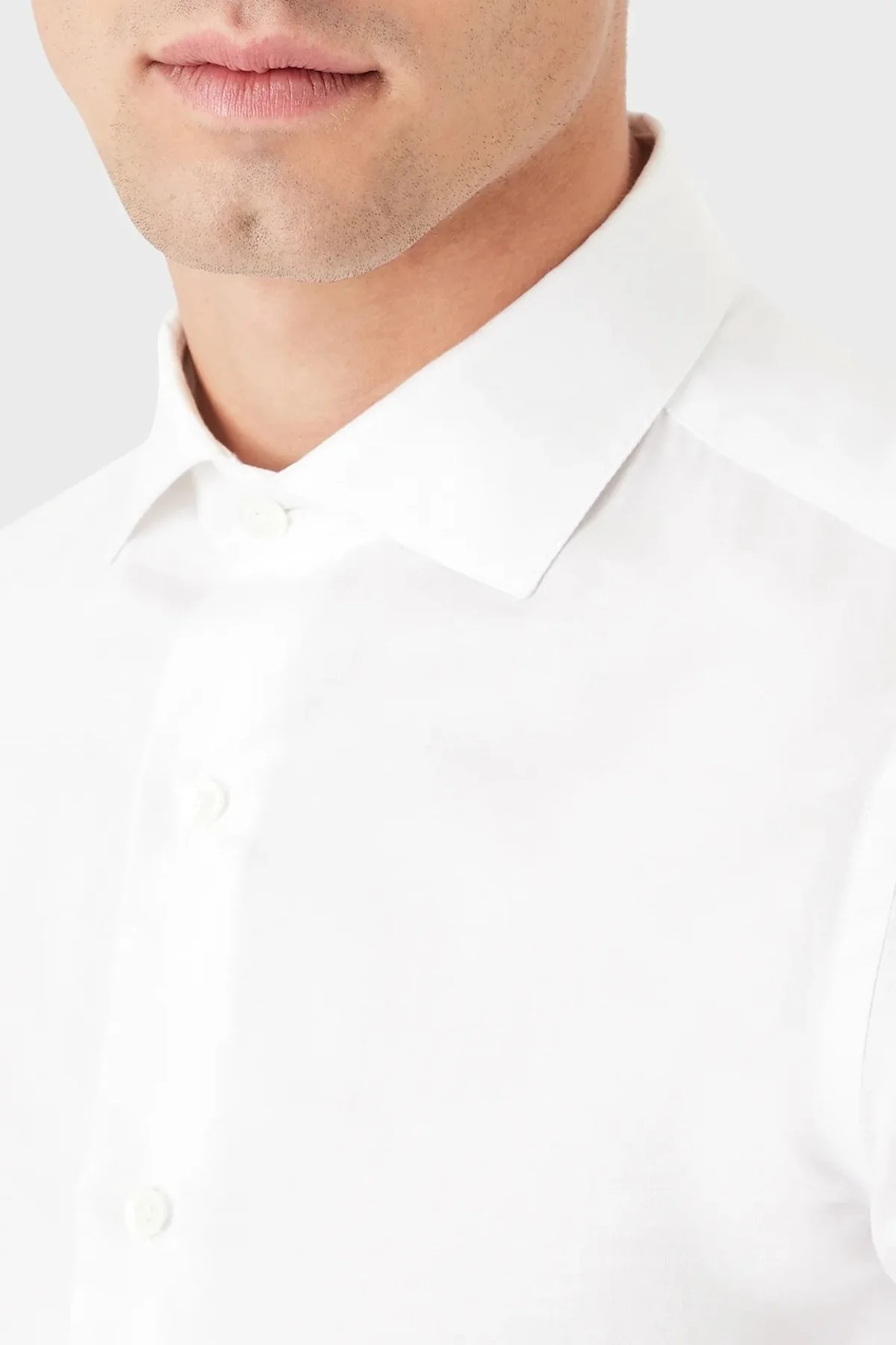 Emporio Armani % 100 Pamuk Slim Fit Erkek Gömlek 6L1C86 1NT9Z F115 BEYAZ - 2