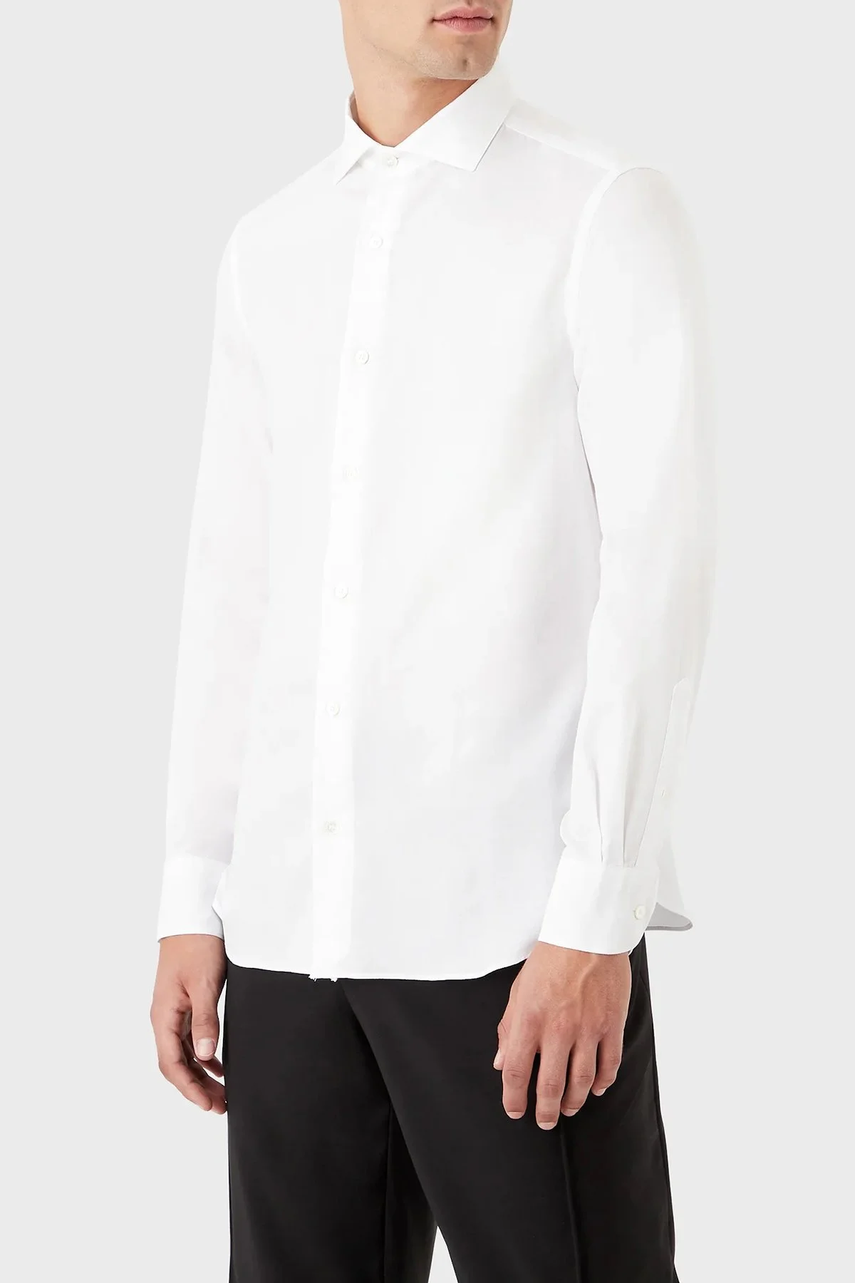 Emporio Armani % 100 Pamuk Slim Fit Erkek Gömlek 6L1C86 1NT9Z F115 BEYAZ - 1