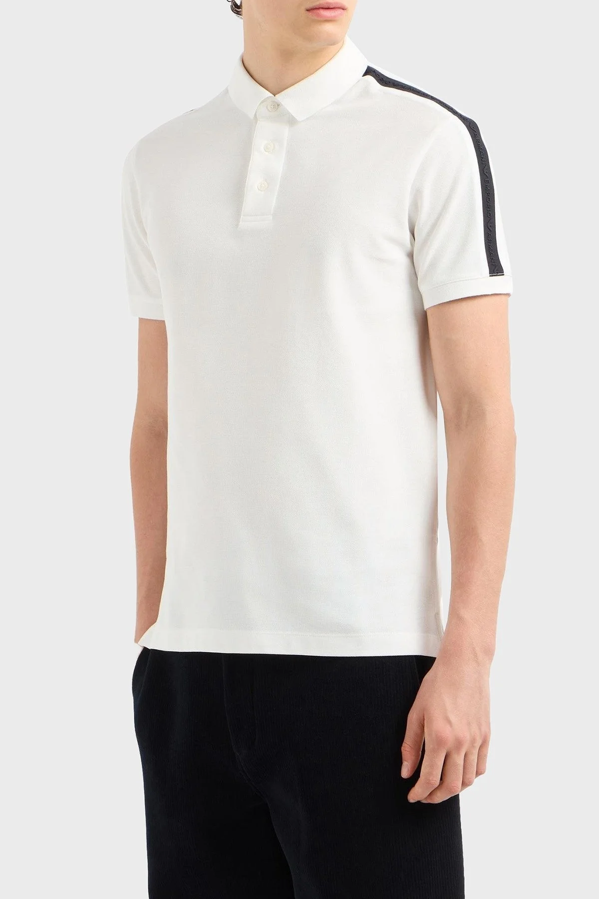 Emporio Armani % 100 Pamuk Slim Fit Erkek Polo Yaka T Shirt 6D1F81 1JCYZ 0101 BEYAZ - 1