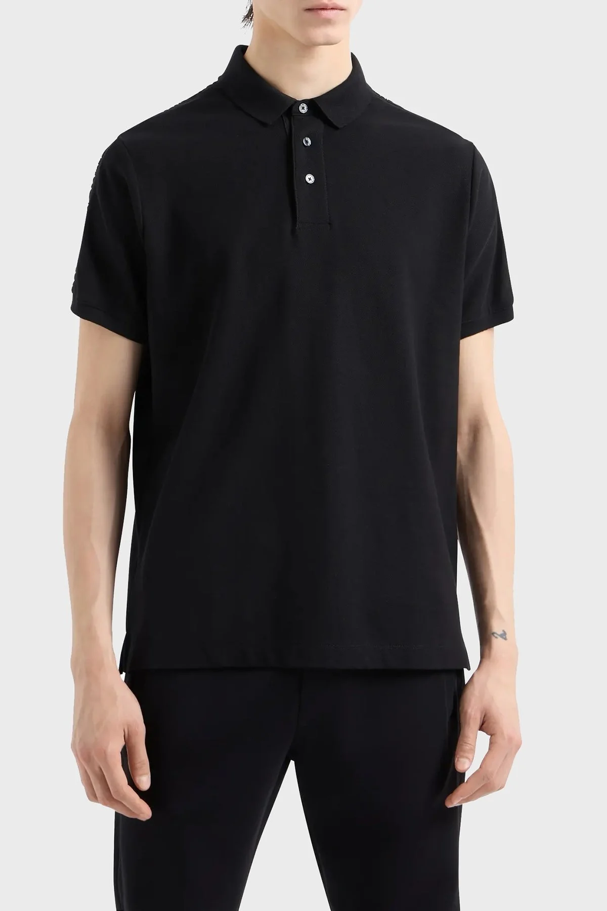 Emporio Armani % 100 Pamuk Slim Fit Erkek Polo Yaka T Shirt 6D1F81 1JCYZ 0999 SİYAH - 6
