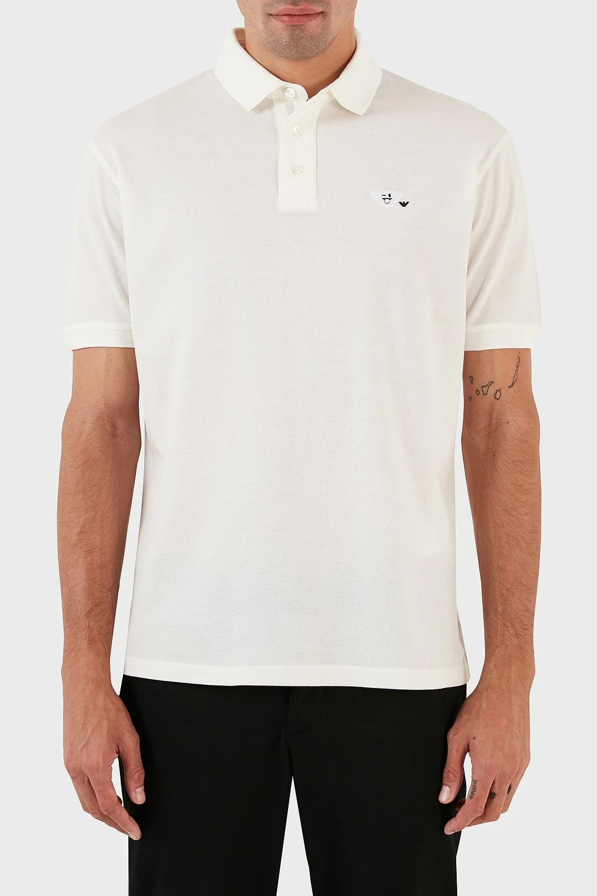 Emporio Armani % 100 Pamuk Slim Fit Erkek Polo Yaka T Shirt 8N1FAL 1JTKZ 0101 BEYAZ - 6