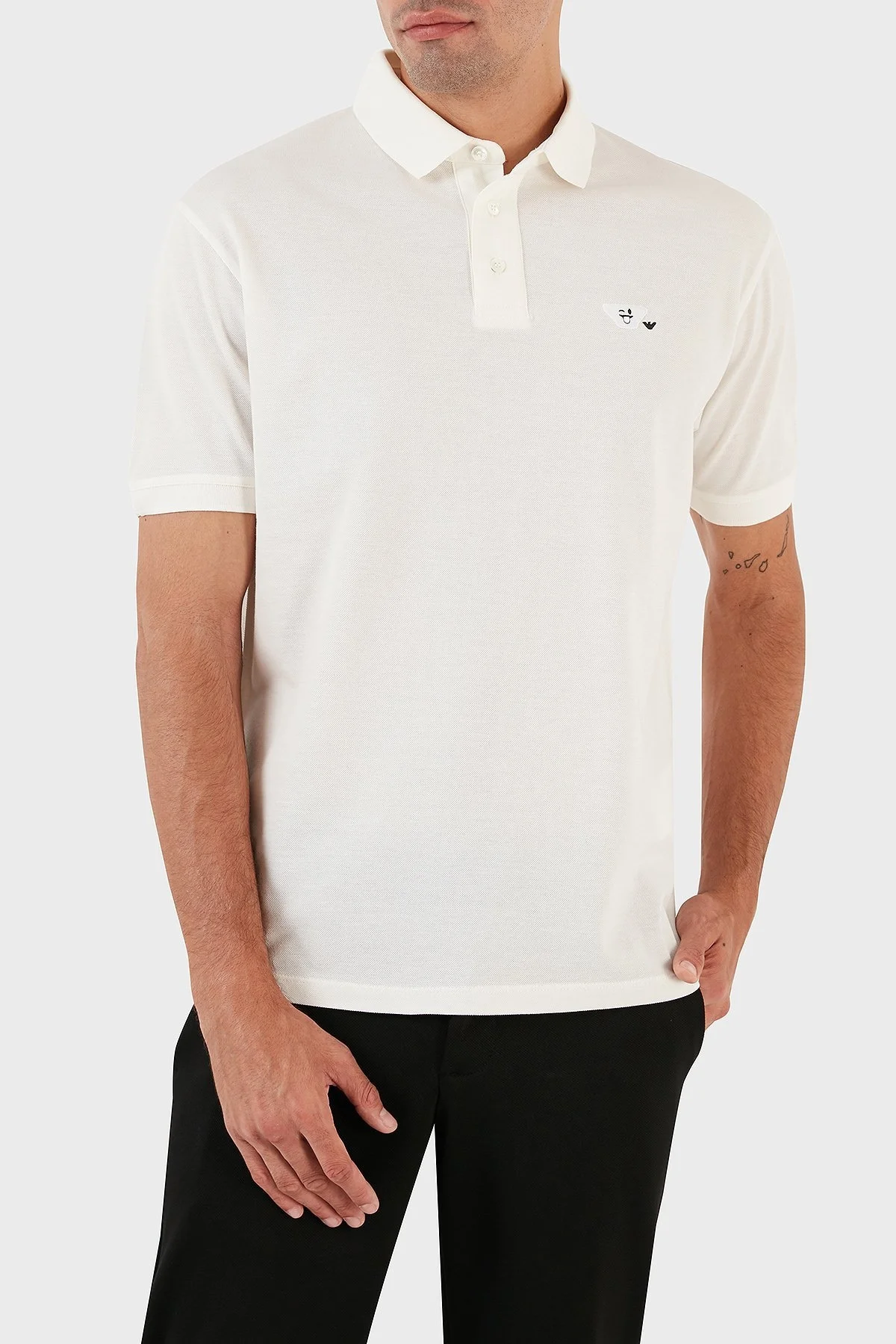 Emporio Armani % 100 Pamuk Slim Fit Erkek Polo Yaka T Shirt 8N1FAL 1JTKZ 0101 BEYAZ - 7