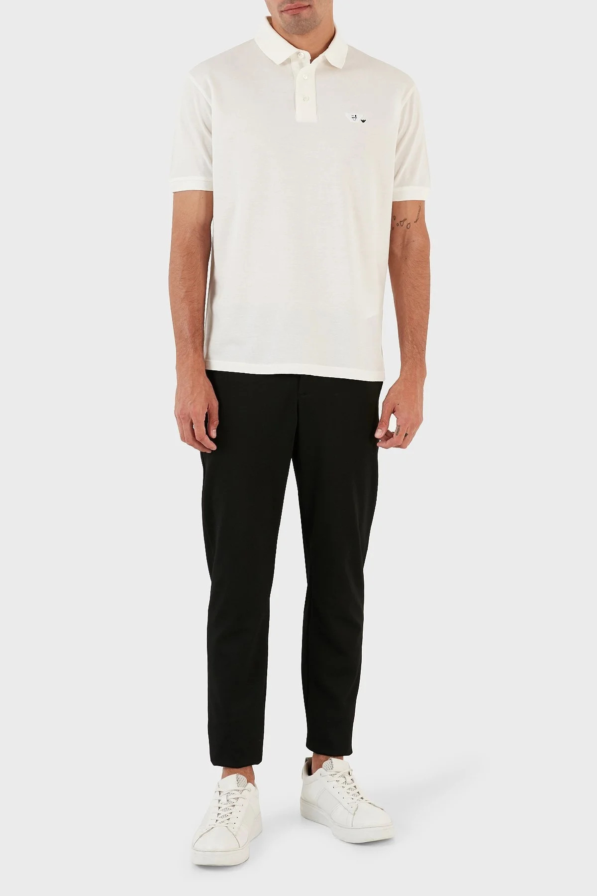 Emporio Armani % 100 Pamuk Slim Fit Erkek Polo Yaka T Shirt 8N1FAL 1JTKZ 0101 BEYAZ - 9