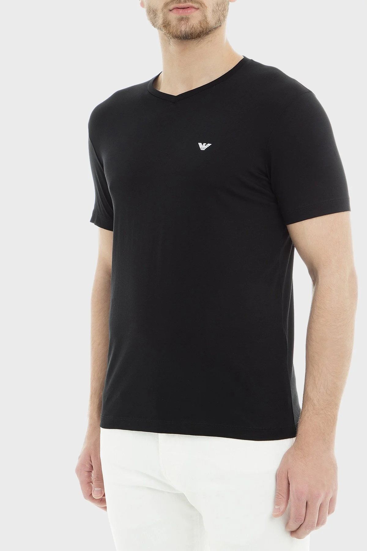 Emporio Armani % 100 Pamuk V Yaka 2 Pack Erkek T Shirt 8N1D62 1JNQZ 0999 SİYAH - 2