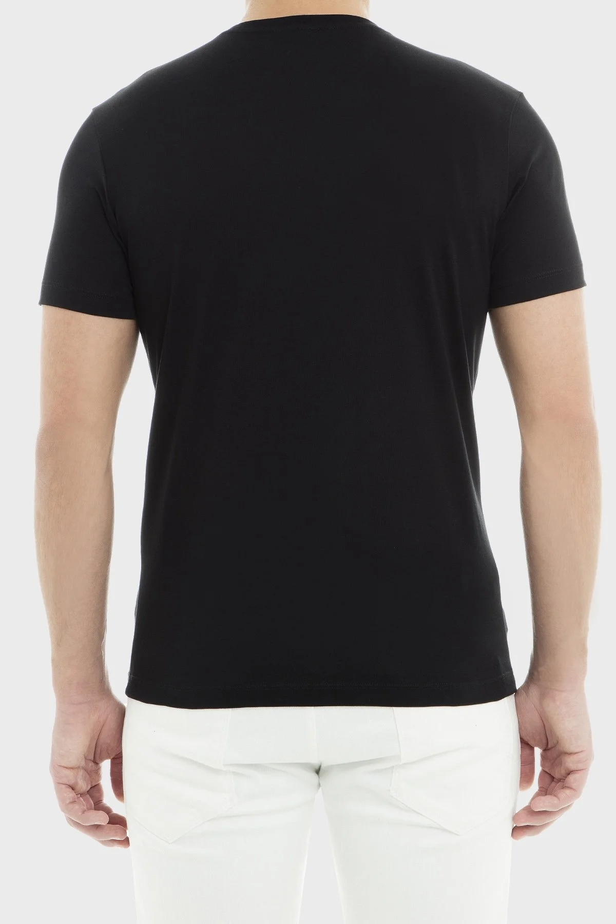 Emporio Armani % 100 Pamuk V Yaka 2 Pack Erkek T Shirt 8N1D62 1JNQZ 0999 SİYAH - 3