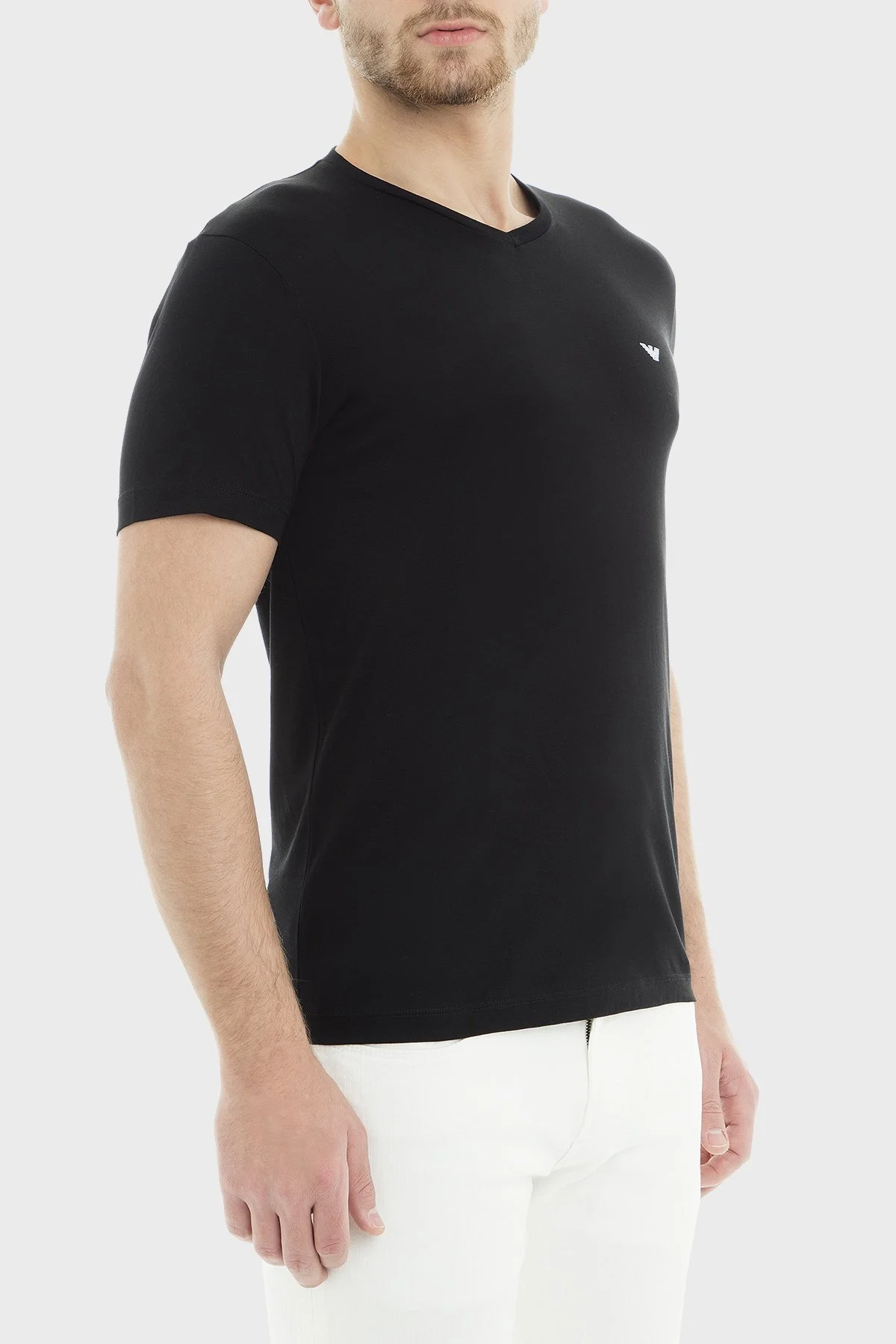 Emporio Armani % 100 Pamuk V Yaka 2 Pack Erkek T Shirt 8N1D62 1JNQZ 0999 SİYAH - 4