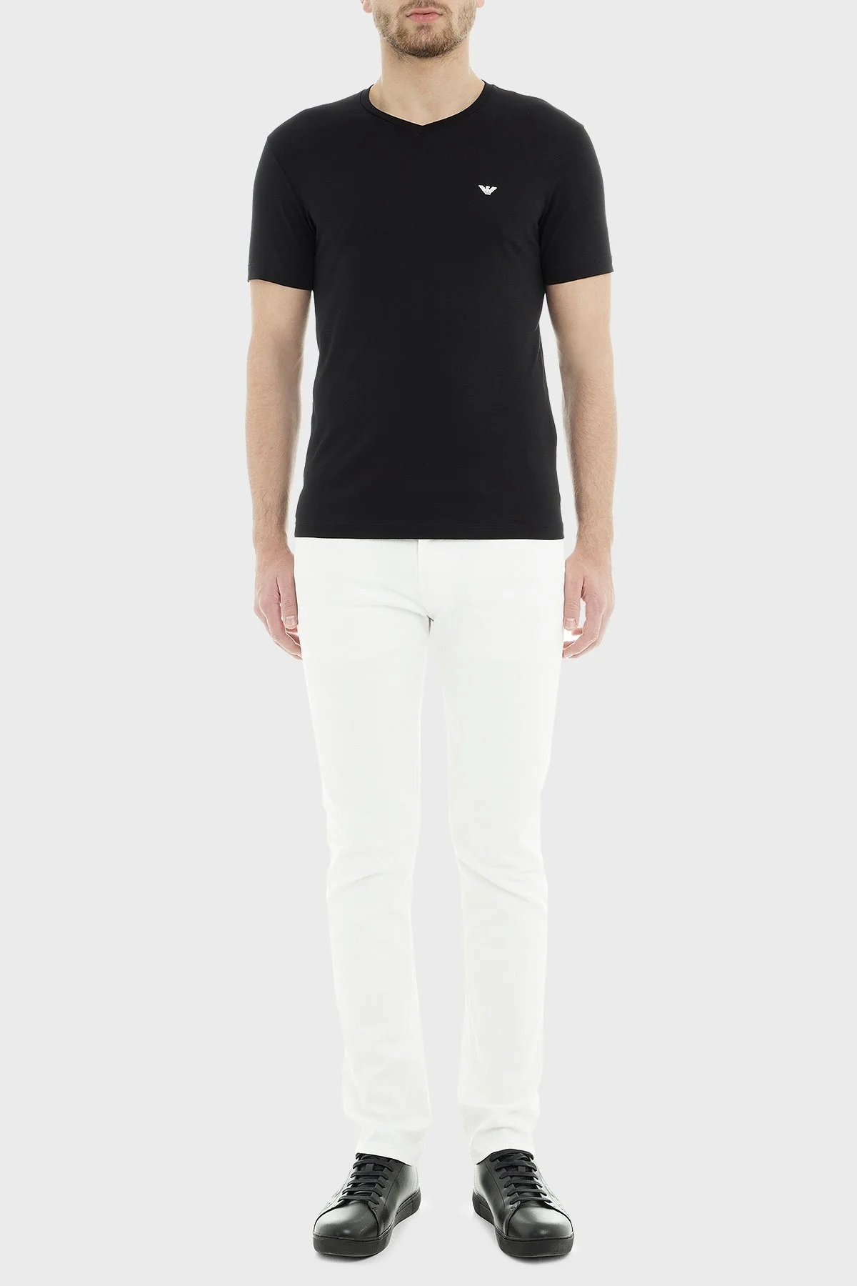 Emporio Armani % 100 Pamuk V Yaka 2 Pack Erkek T Shirt 8N1D62 1JNQZ 0999 SİYAH - 5