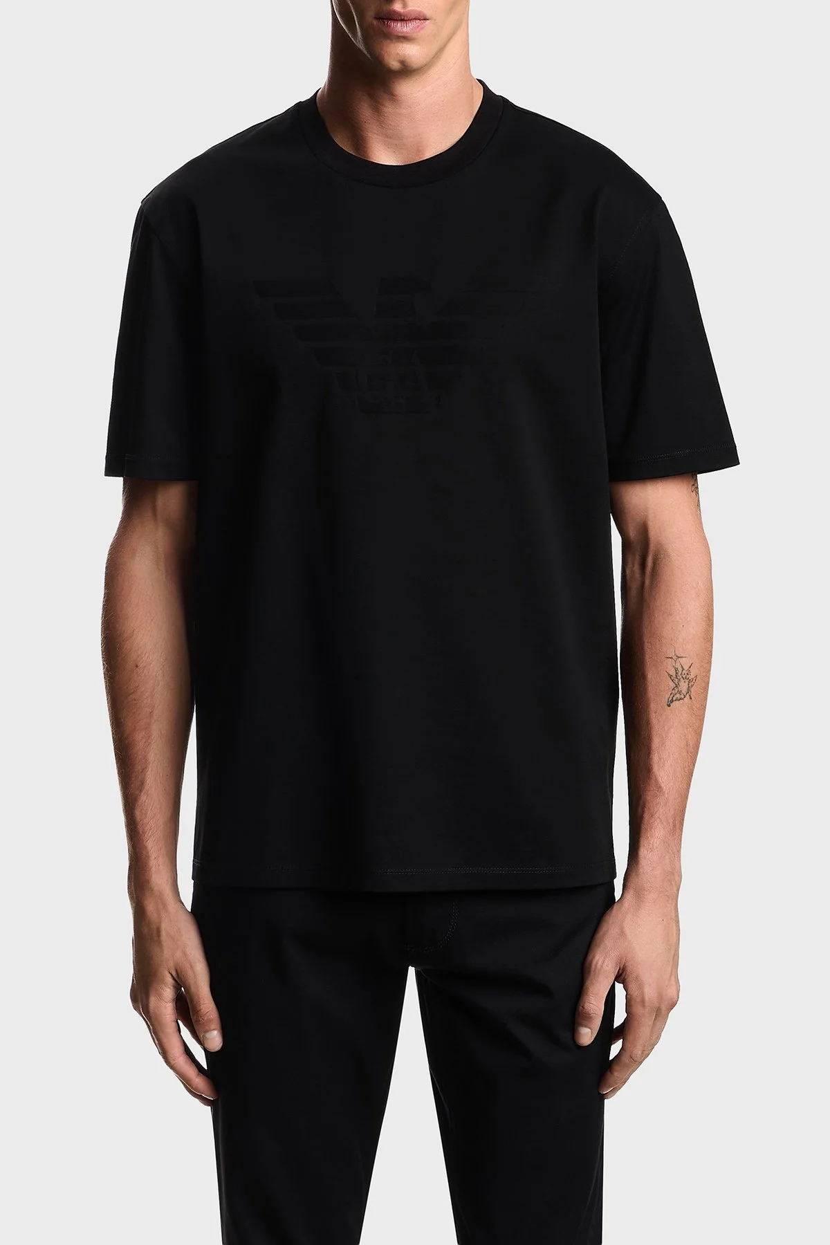 Emporio Armani %100 Pamuk Yuvarlak Yaka Erkek T Shirt EM004593 AF10762 FC301 Siyah - 2