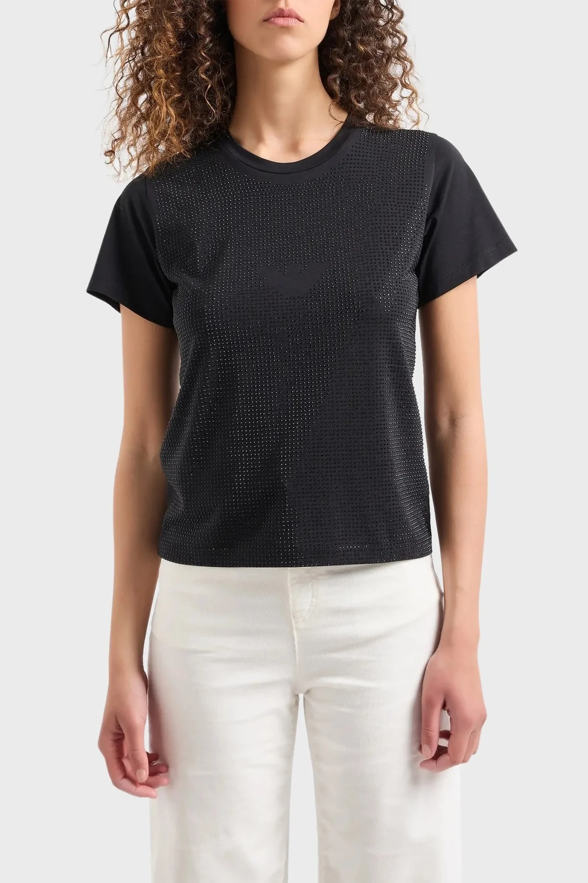 Emporio Armani % 100 Pamuklu Bisiklet Yaka Bayan T Shirt 6D2T7F 2JFNZ 0999 SİYAH - 1