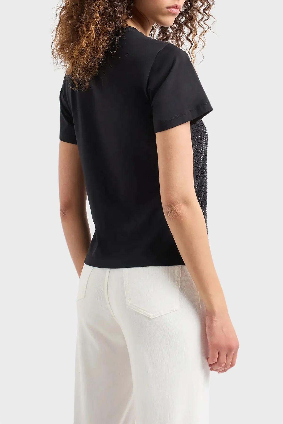 Emporio Armani % 100 Pamuklu Bisiklet Yaka Bayan T Shirt 6D2T7F 2JFNZ 0999 SİYAH - 2