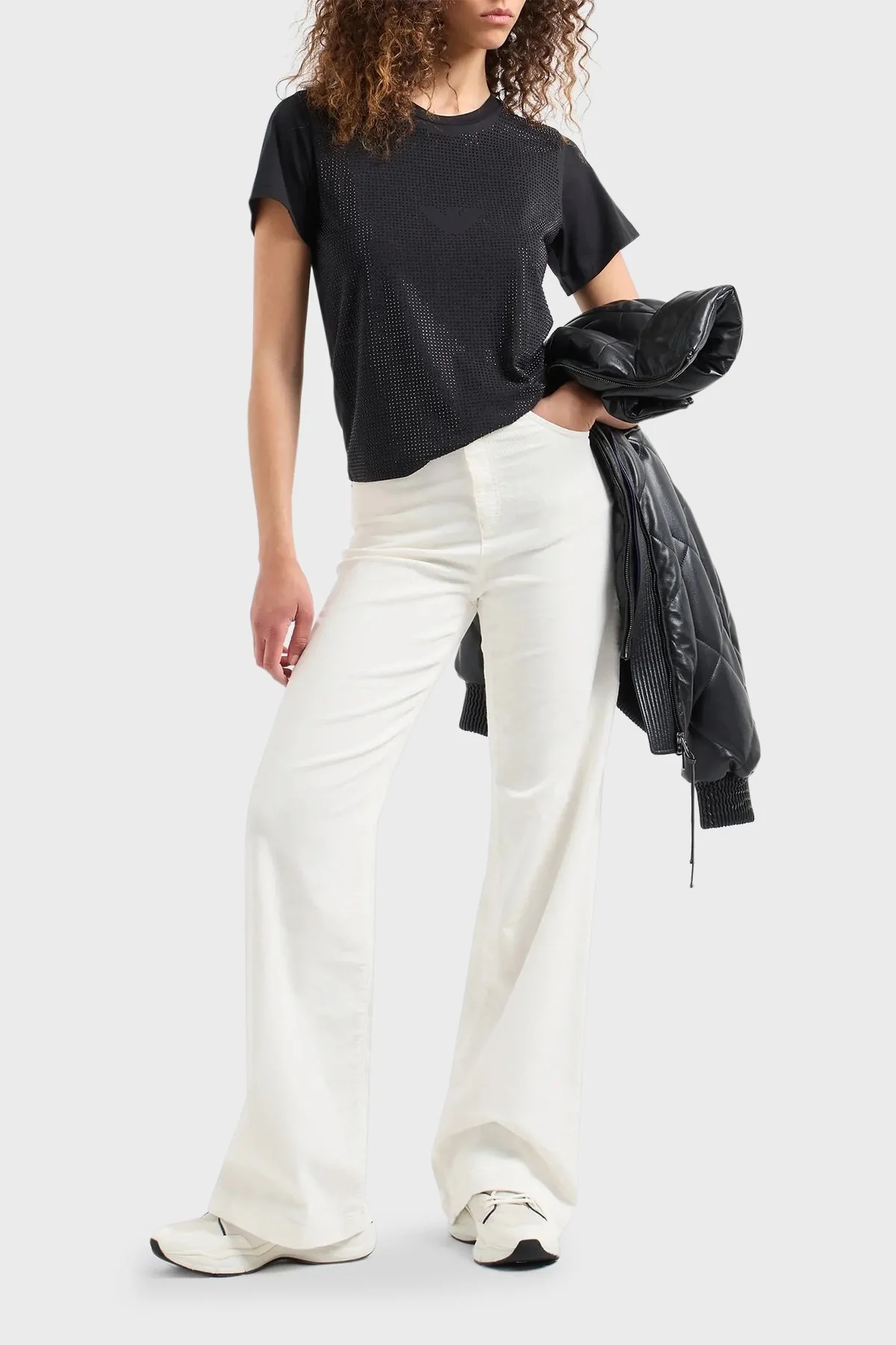 Emporio Armani % 100 Pamuklu Bisiklet Yaka Bayan T Shirt 6D2T7F 2JFNZ 0999 SİYAH - 3