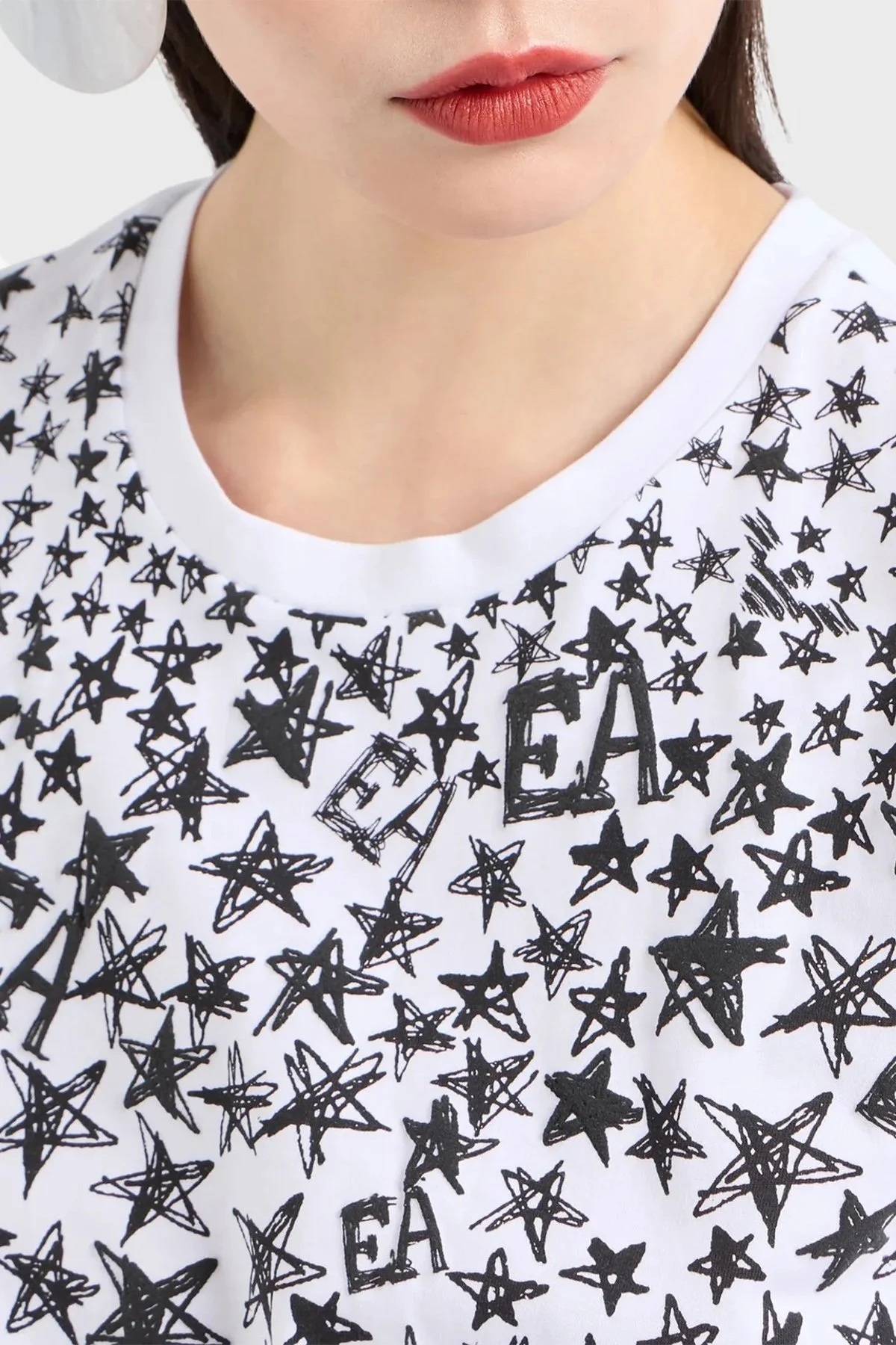 Emporio Armani % 100 Pamuklu Bisiklet Yaka Bayan T Shirt 6D2T7L 2JIDZ 0100 BEYAZ - 9