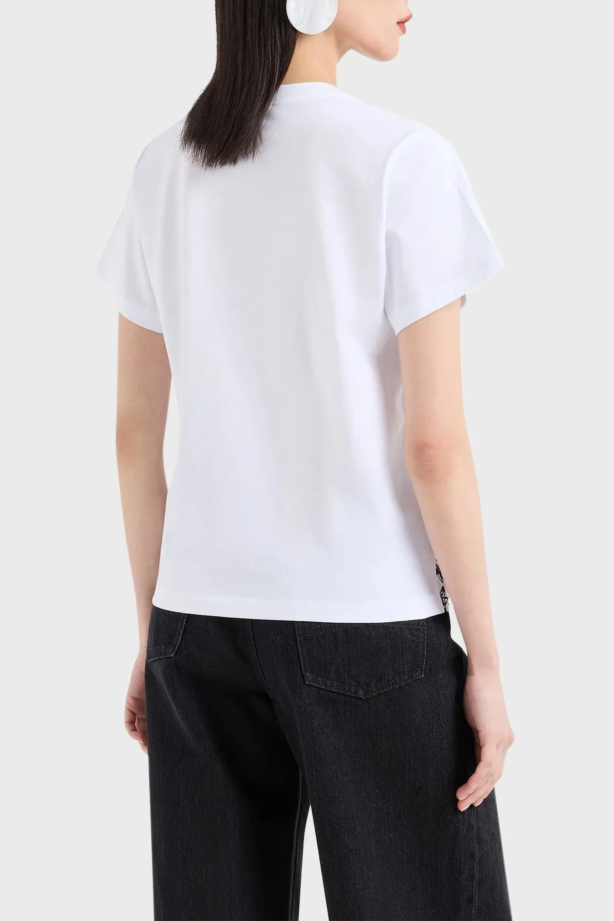Emporio Armani % 100 Pamuklu Bisiklet Yaka Kadın T Shirt 6D2T7L 2JIDZ 0100 BEYAZ - 3