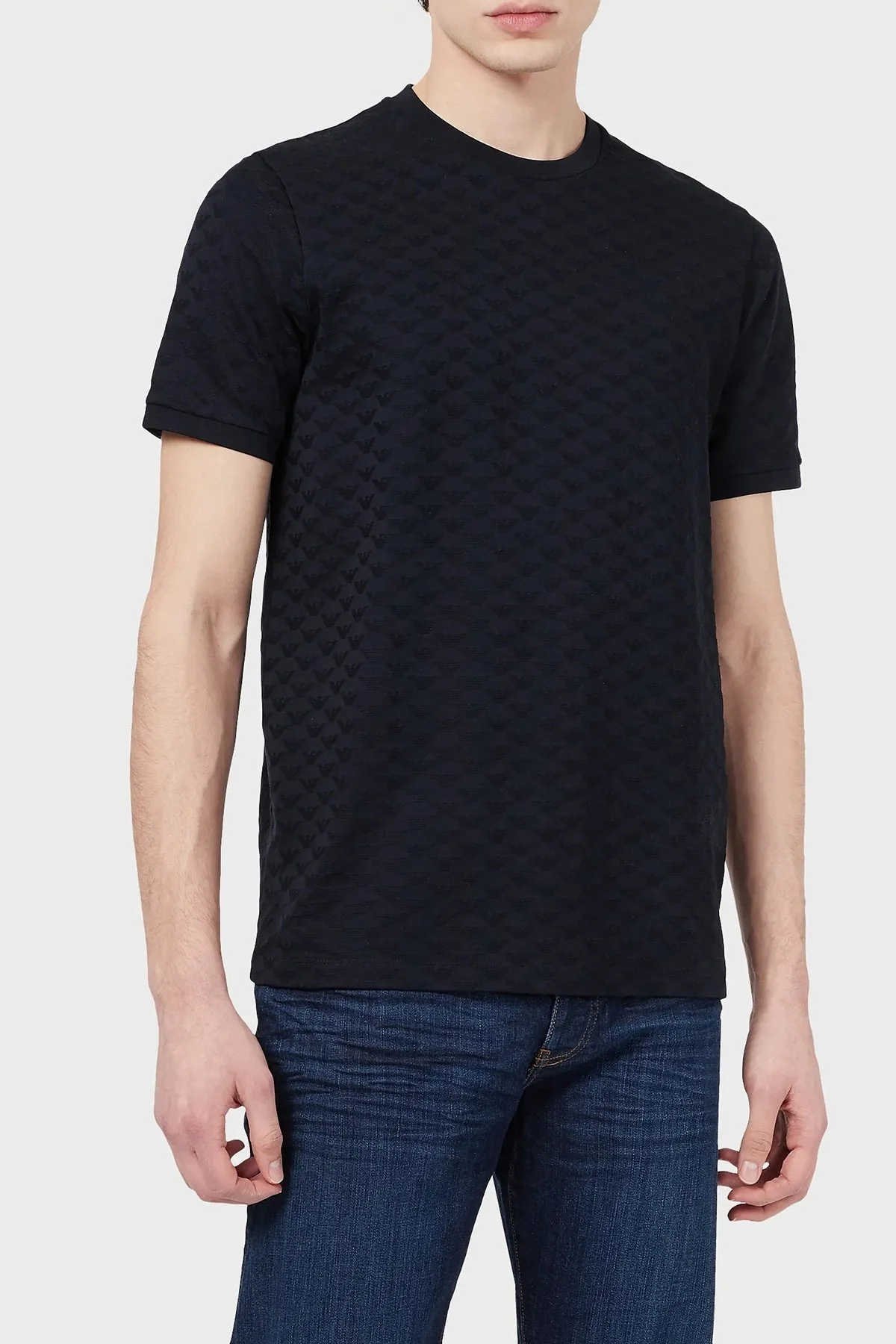 Emporio Armani % 100 Pamuklu Bisiklet Yaka Erkek T Shirt 8N1TL7 1JHWZ 0920 LACİVERT - 1
