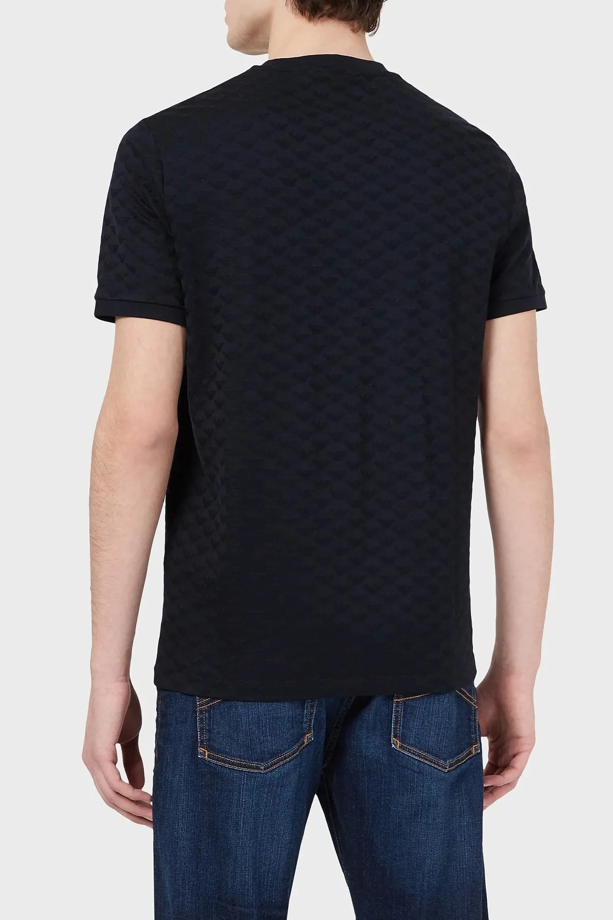 Emporio Armani % 100 Pamuklu Bisiklet Yaka Erkek T Shirt 8N1TL7 1JHWZ 0920 LACİVERT - 2