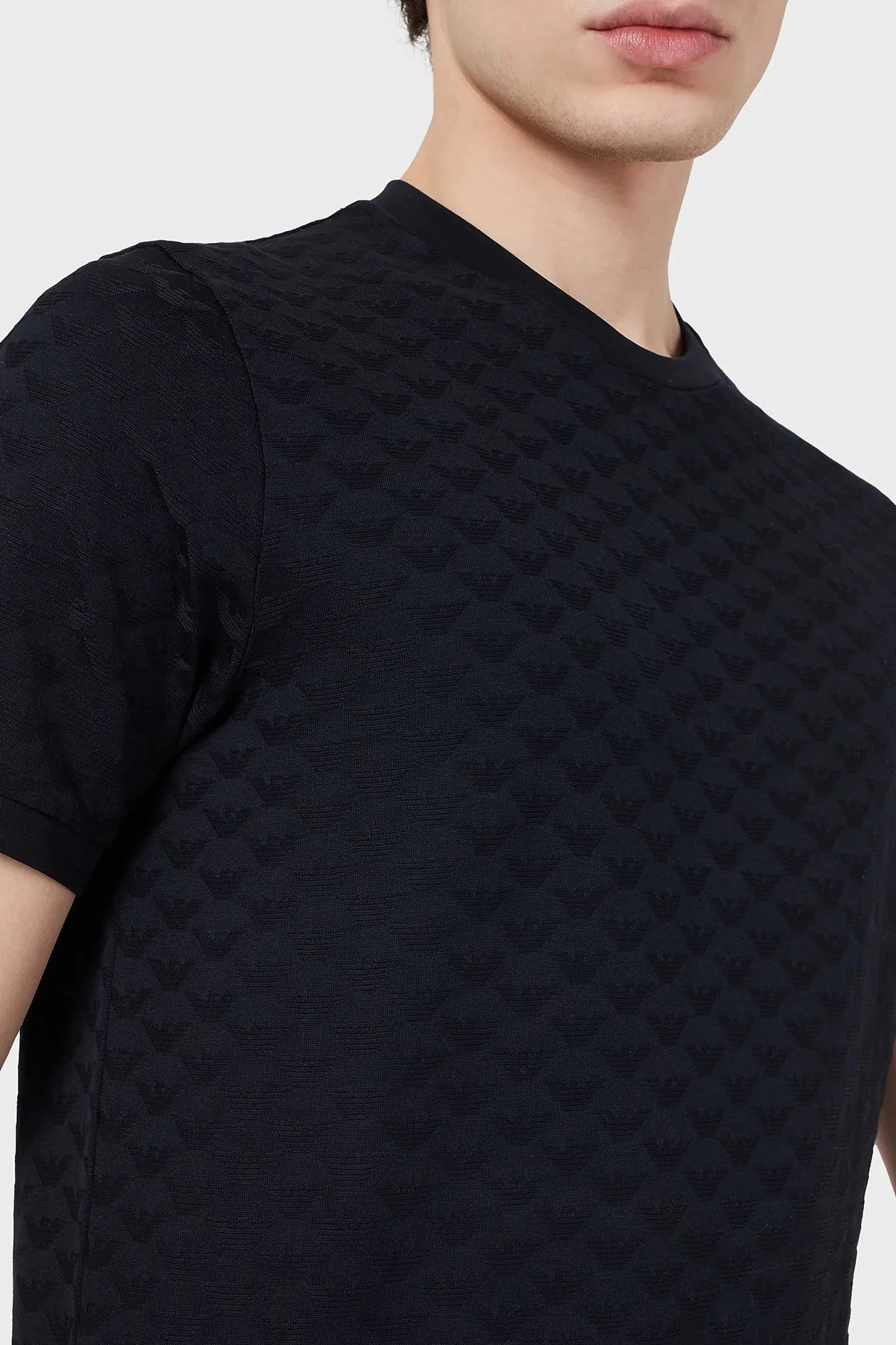 Emporio Armani % 100 Pamuklu Bisiklet Yaka Erkek T Shirt 8N1TL7 1JHWZ 0920 LACİVERT - 3