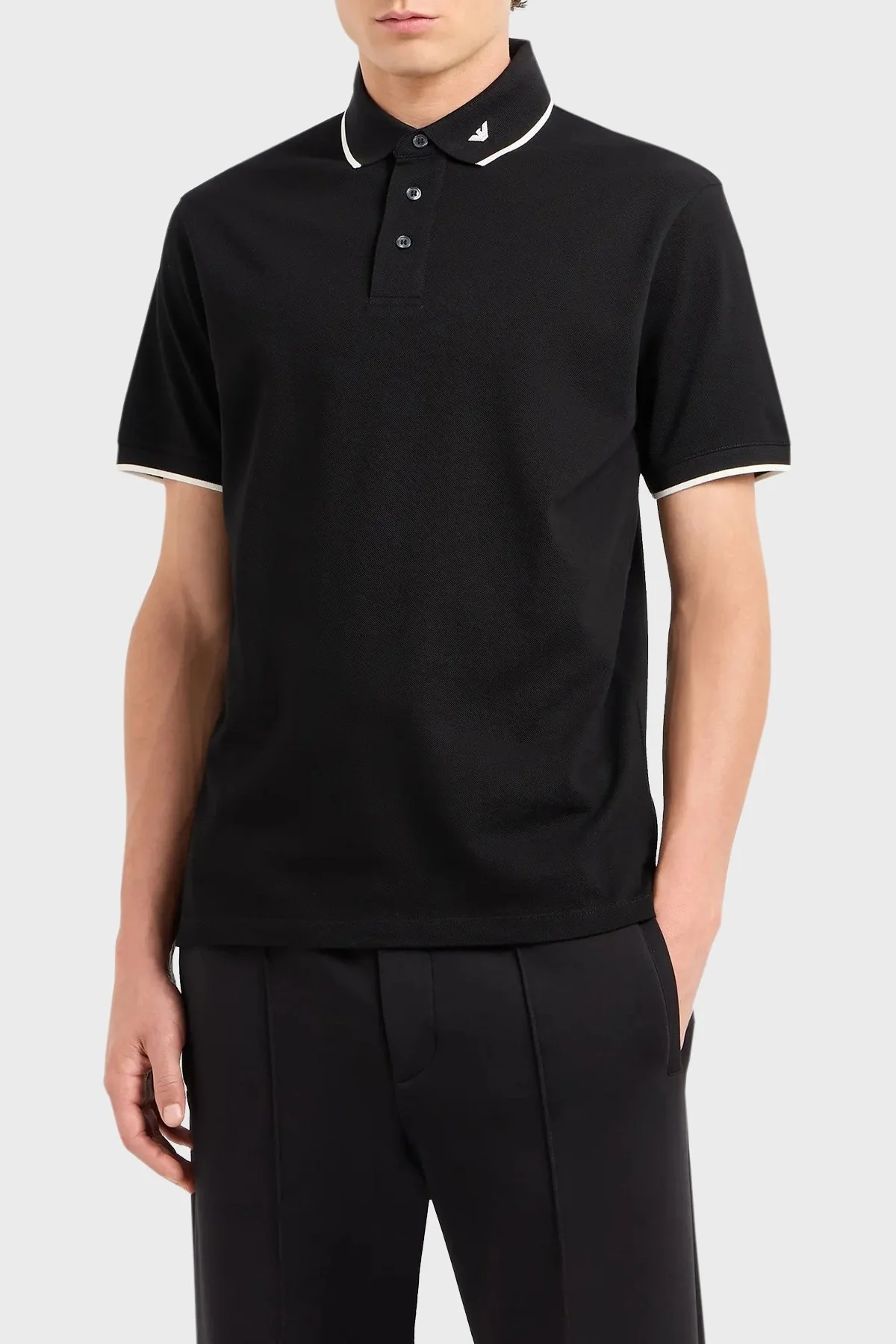 Emporio Armani % 100 Pamuklu Erkek Polo Yaka T Shirt 6D1F65 1JTKZ 00B9 SİYAH - 1
