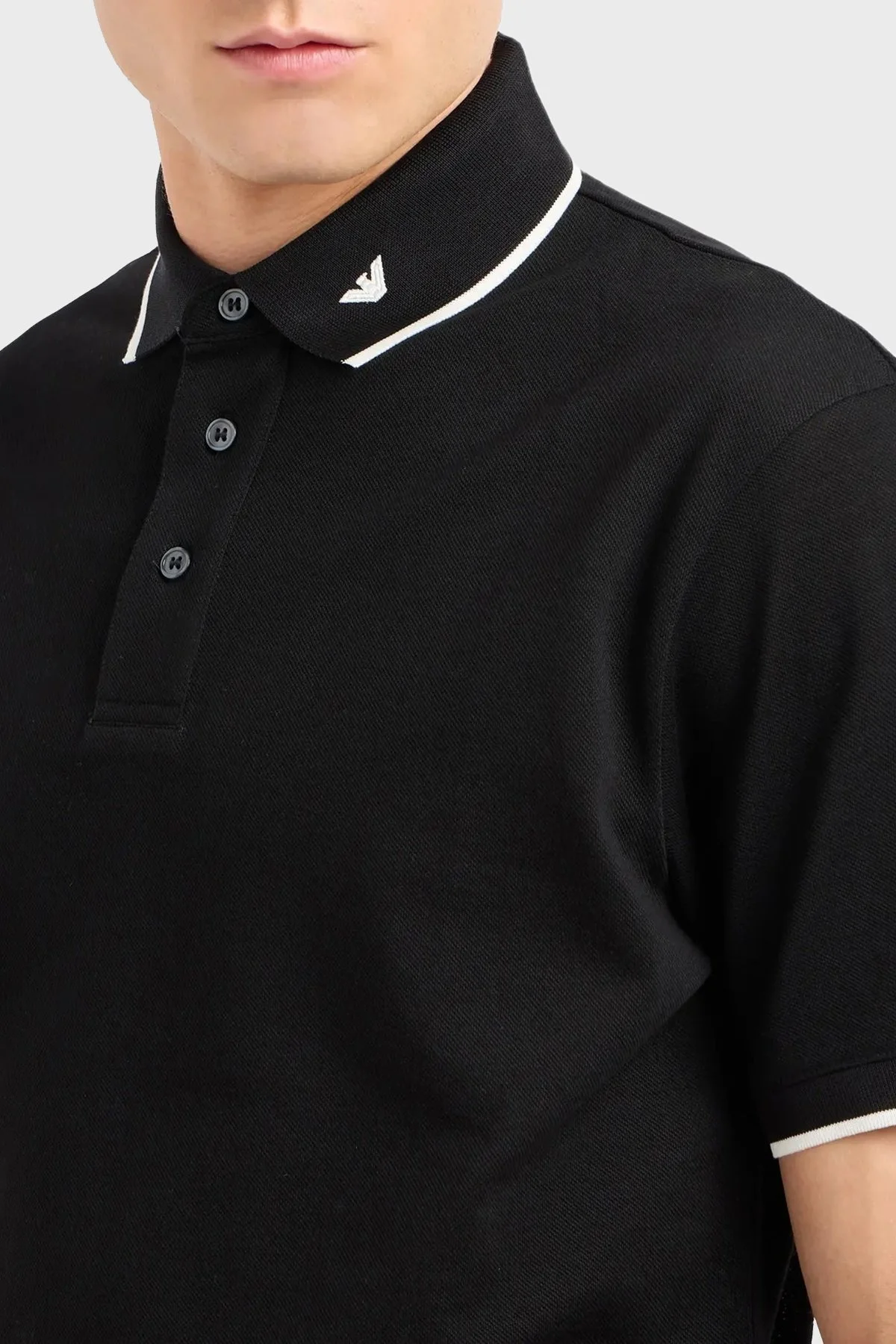 Emporio Armani % 100 Pamuklu Erkek Polo Yaka T Shirt 6D1F65 1JTKZ 00B9 SİYAH - 4