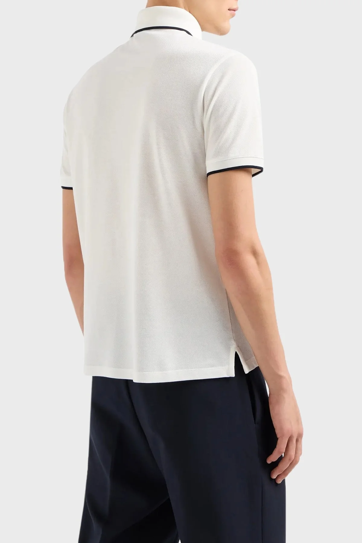 Emporio Armani % 100 Pamuklu Erkek Polo Yaka T Shirt 6D1F65 1JTKZ 01C6 BEYAZ - 6