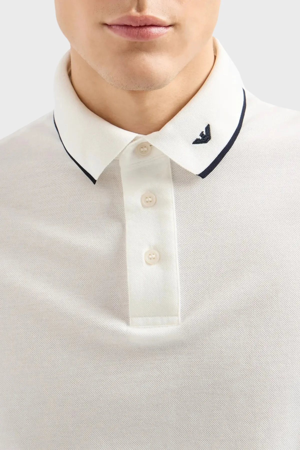 Emporio Armani % 100 Pamuklu Erkek Polo Yaka T Shirt 6D1F65 1JTKZ 01C6 BEYAZ - 7