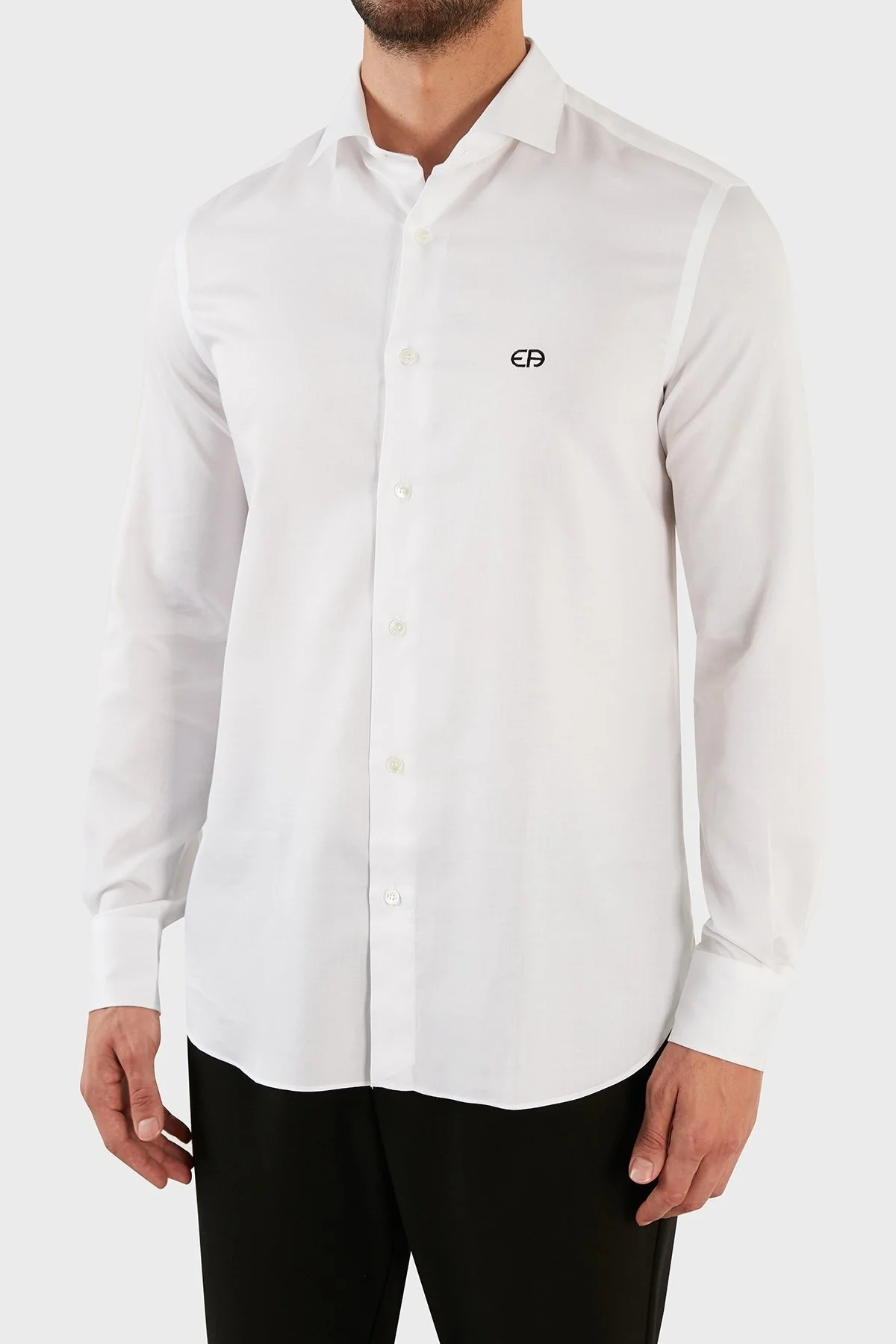 Emporio Armani % 100 Pamuklu Regular Fit Erkek Gömlek 6L1C86 1N8LZ 0100 BEYAZ - 4