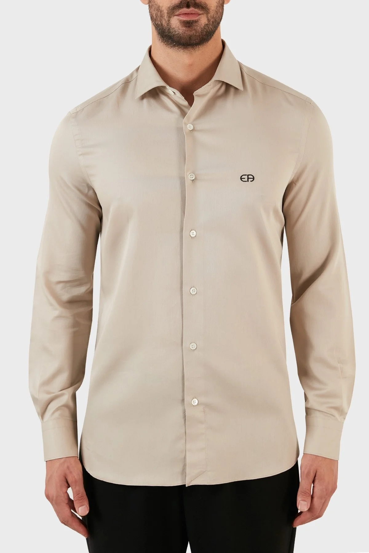 Emporio Armani % 100 Pamuklu Regular Fit Erkek Gömlek 6L1C86 1N8LZ 0135 AÇIK BEJ - 1