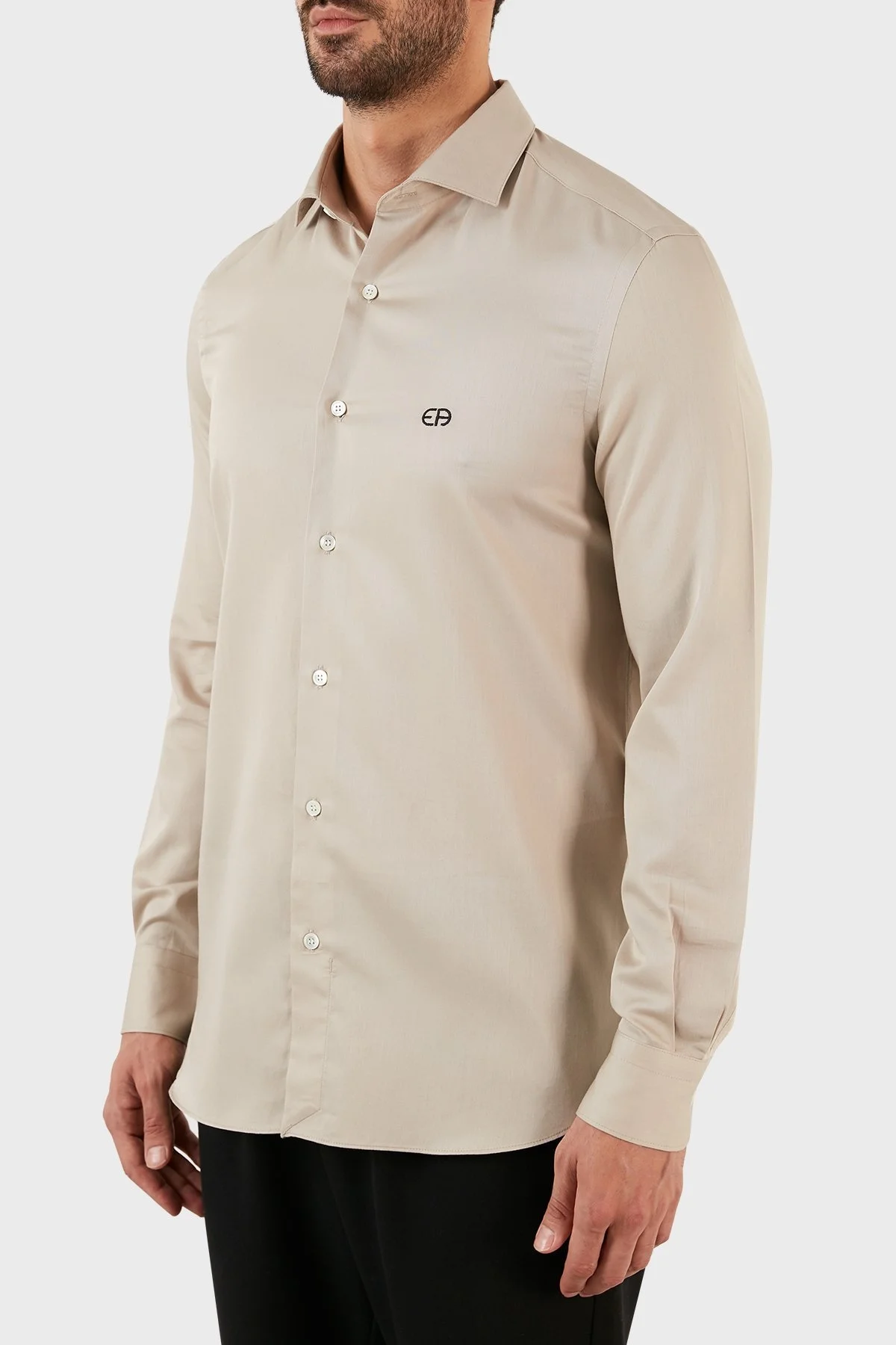 Emporio Armani % 100 Pamuklu Regular Fit Erkek Gömlek 6L1C86 1N8LZ 0135 AÇIK BEJ - 2