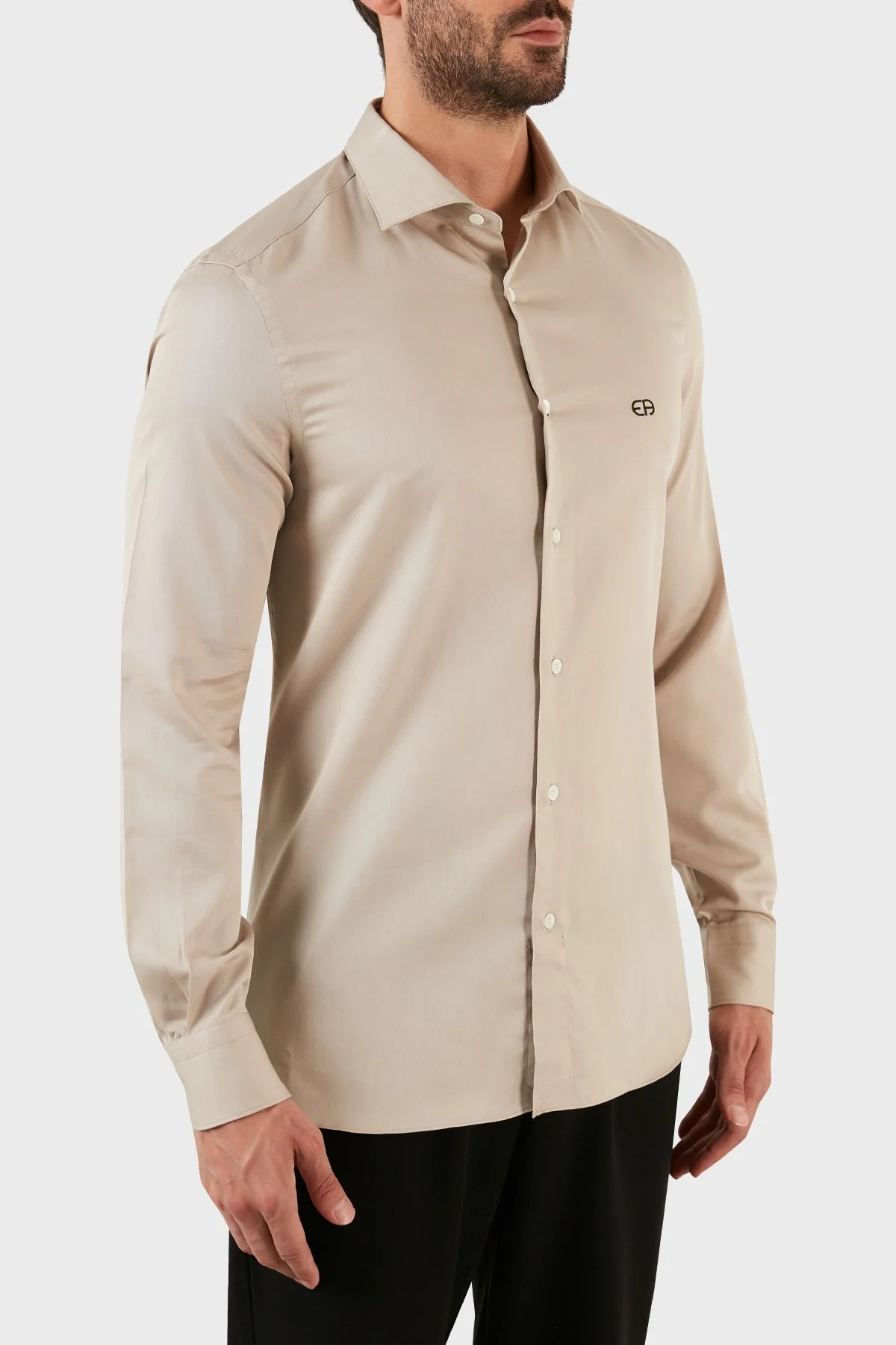Emporio Armani % 100 Pamuklu Regular Fit Erkek Gömlek 6L1C86 1N8LZ 0135 AÇIK BEJ - 3